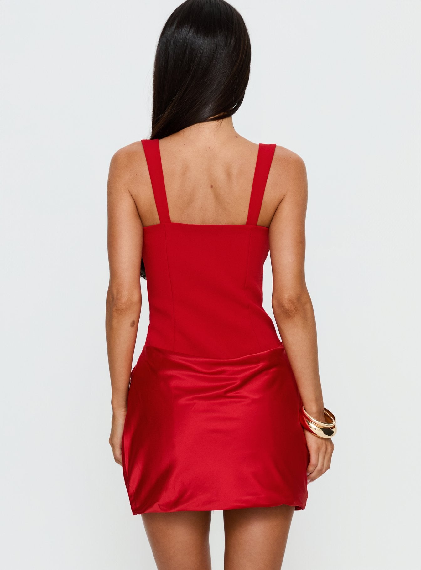 Ryana Corset Drape Mini Dress Red - Image 5