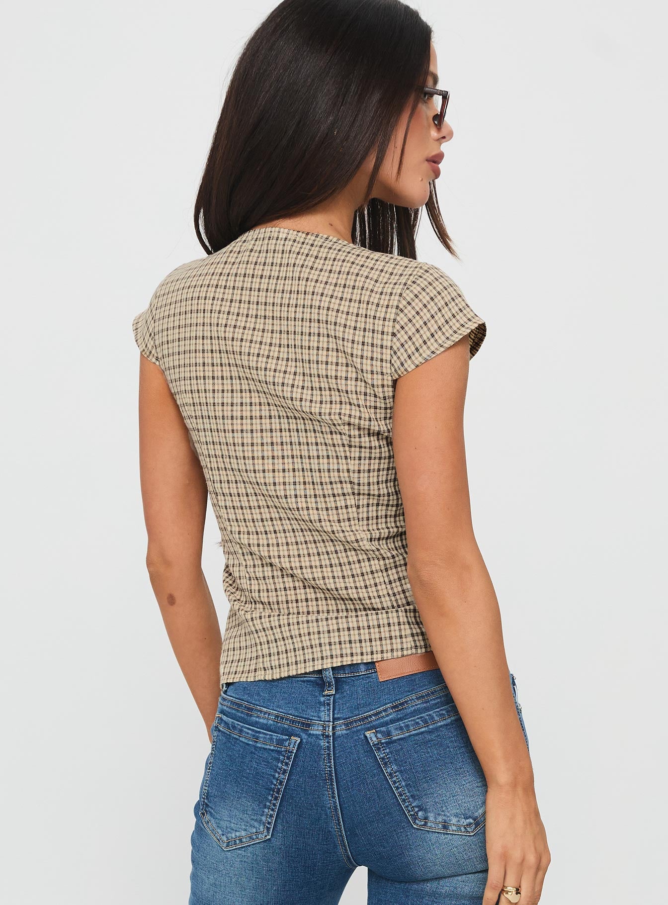 Indulgence Corset Top Beige Check - Image 5