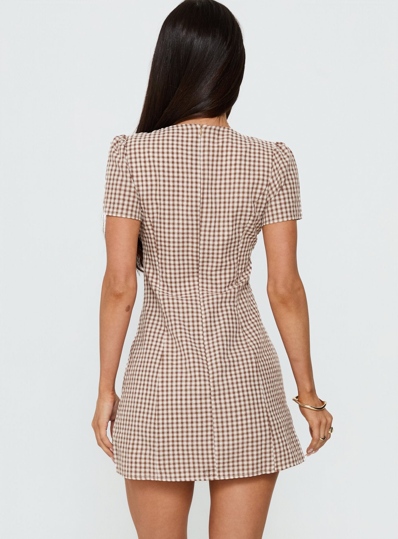 Loveliness Playsuit Brown Check Tall - Image 5