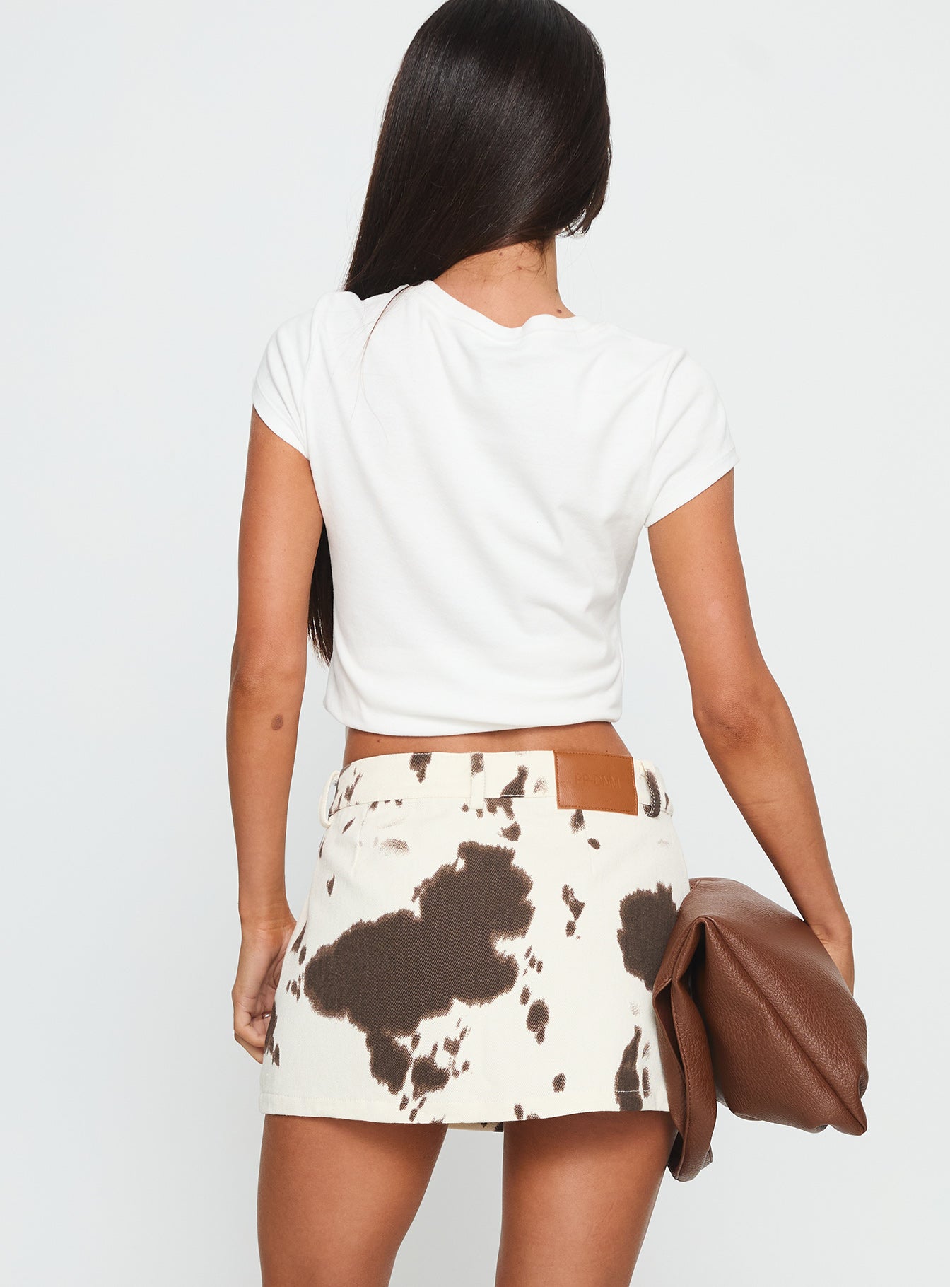 Maxa Denim Mini Skirt Cow Print - Image 5