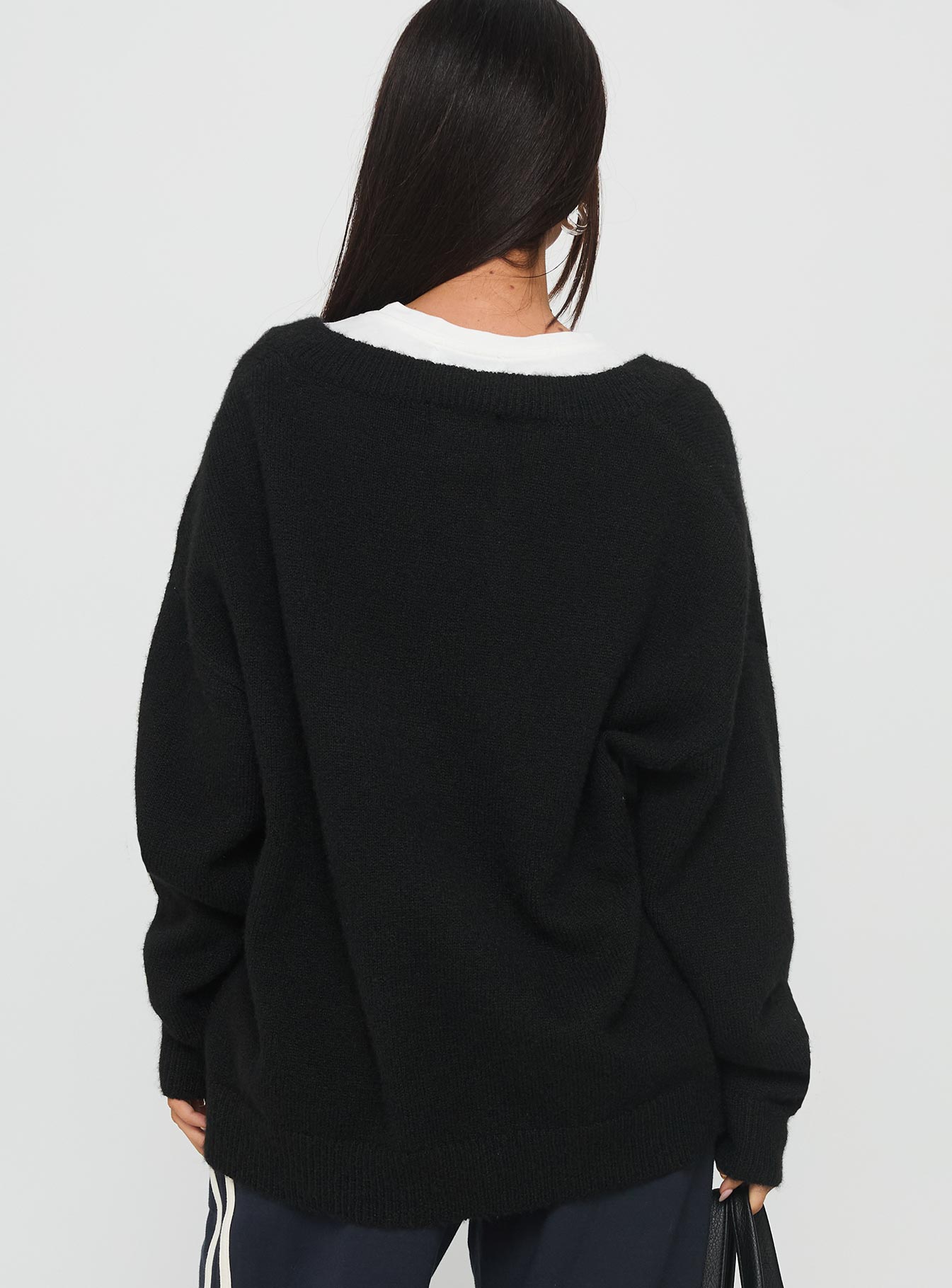 Stay The Night V Neck Knit Sweater Black - Image 5