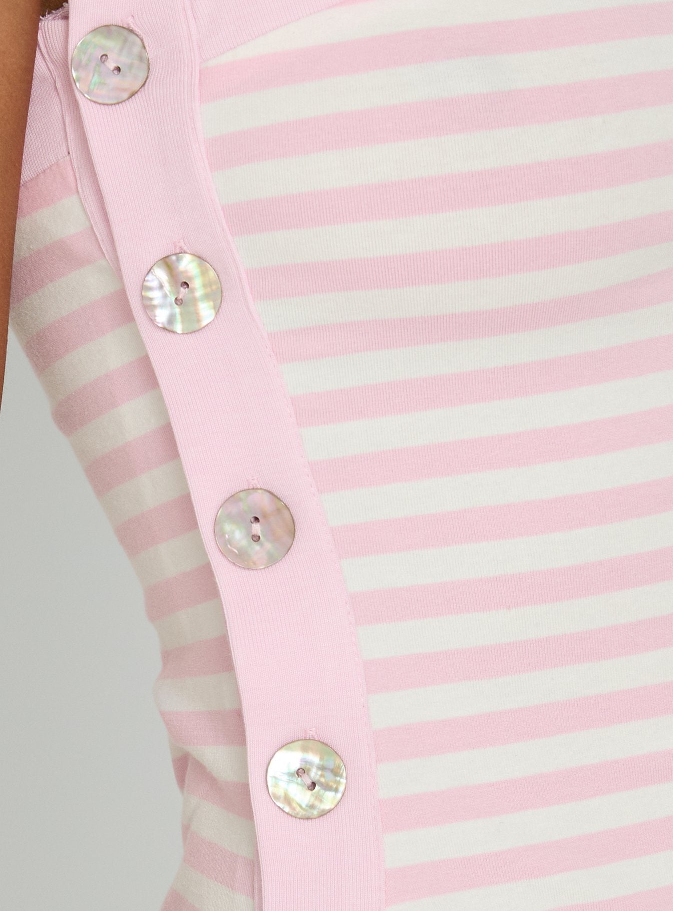 True Devotion Asymmetrical Neckline Top Pink Stripe - Image 5