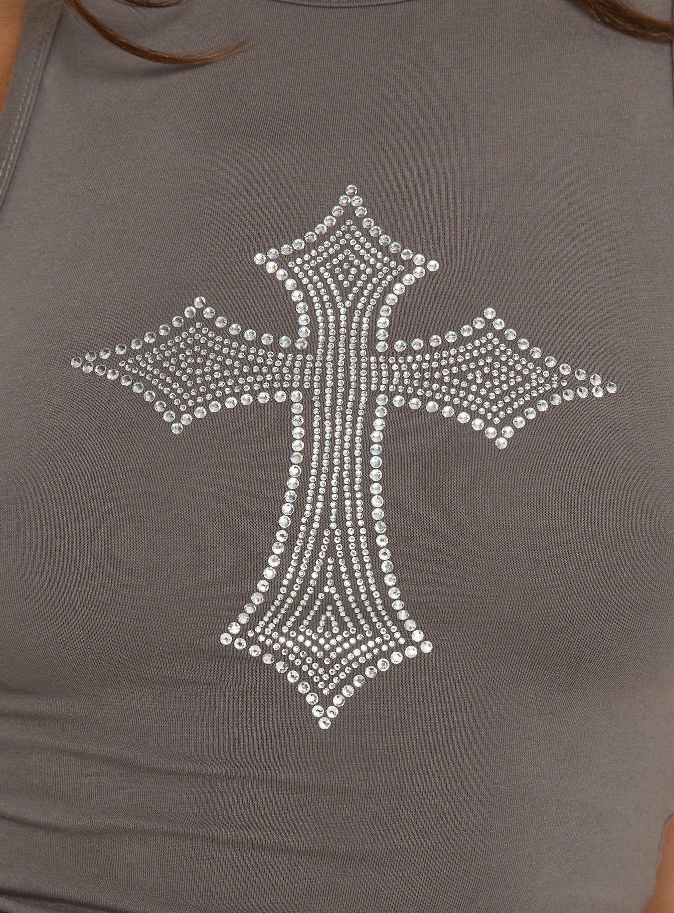 Grunge Girl Bedazzled Graphic Tank Washed Grey - Image 5