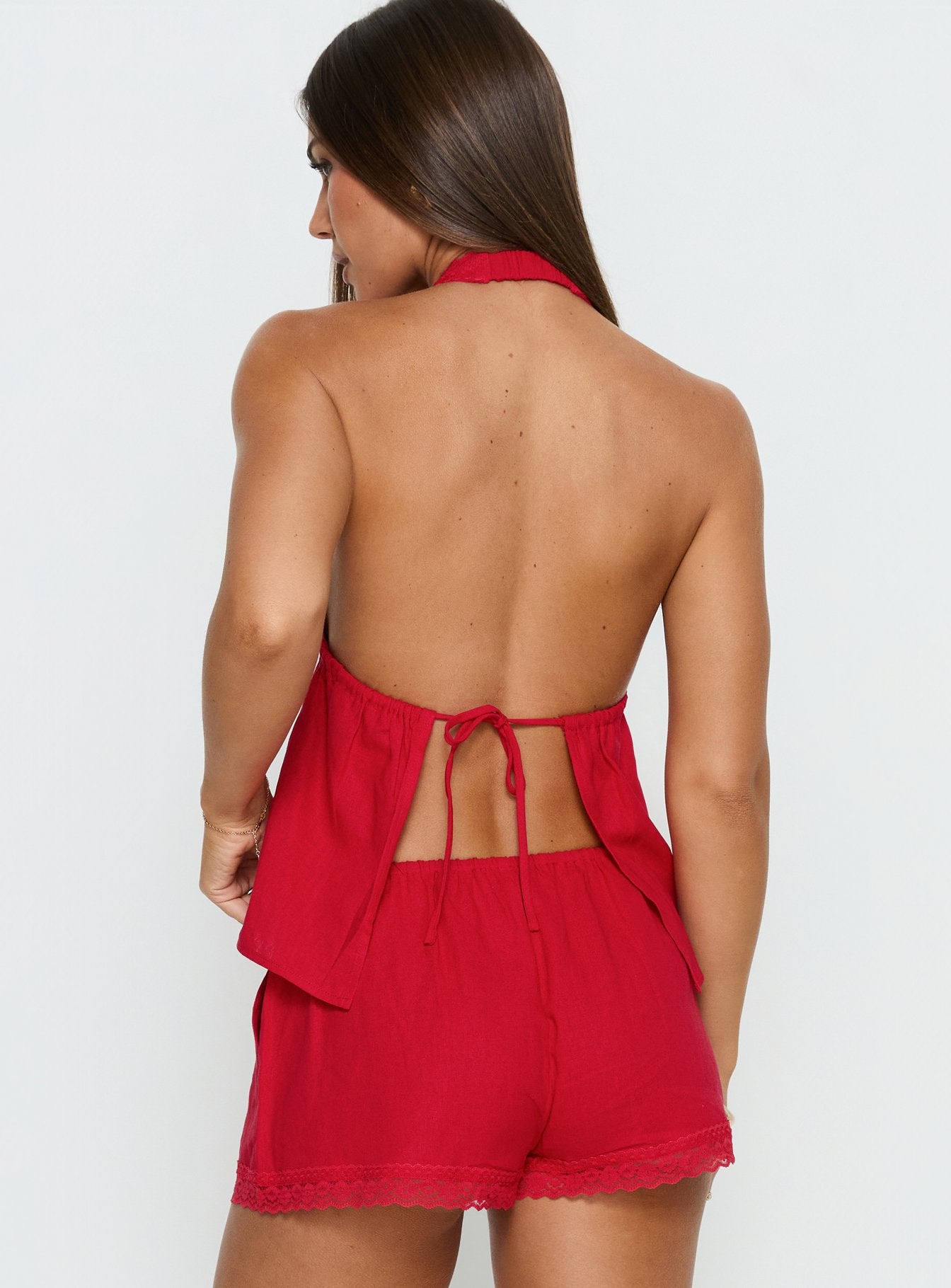 Cloud Crush Linen Halter Top Red - Image 5