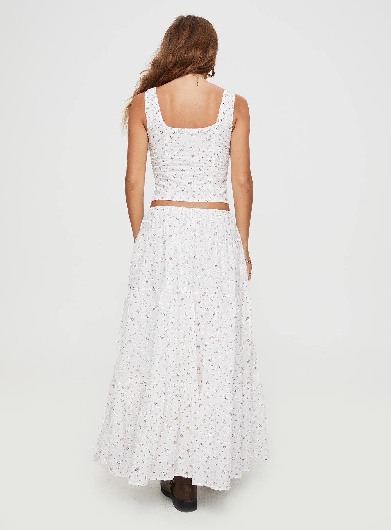 Cherry On Top Maxi Skirt White Floral - Image 5