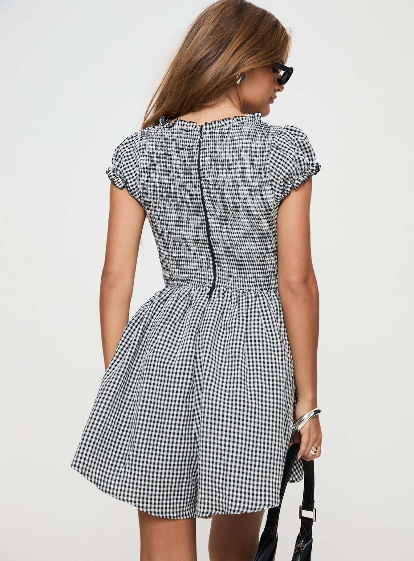 Wescott Gingham Playsuit Black / White Petite - Image 5