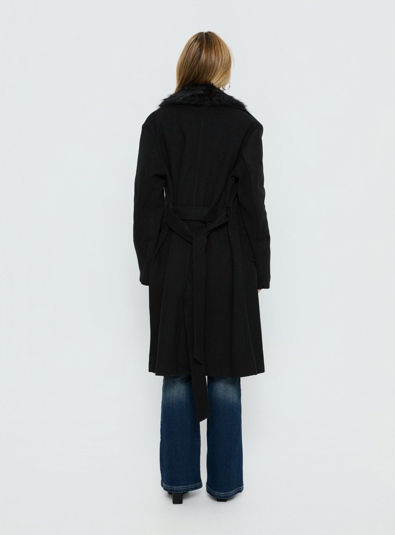 Hallyn Faux Fur Collar Coat Black - Image 5