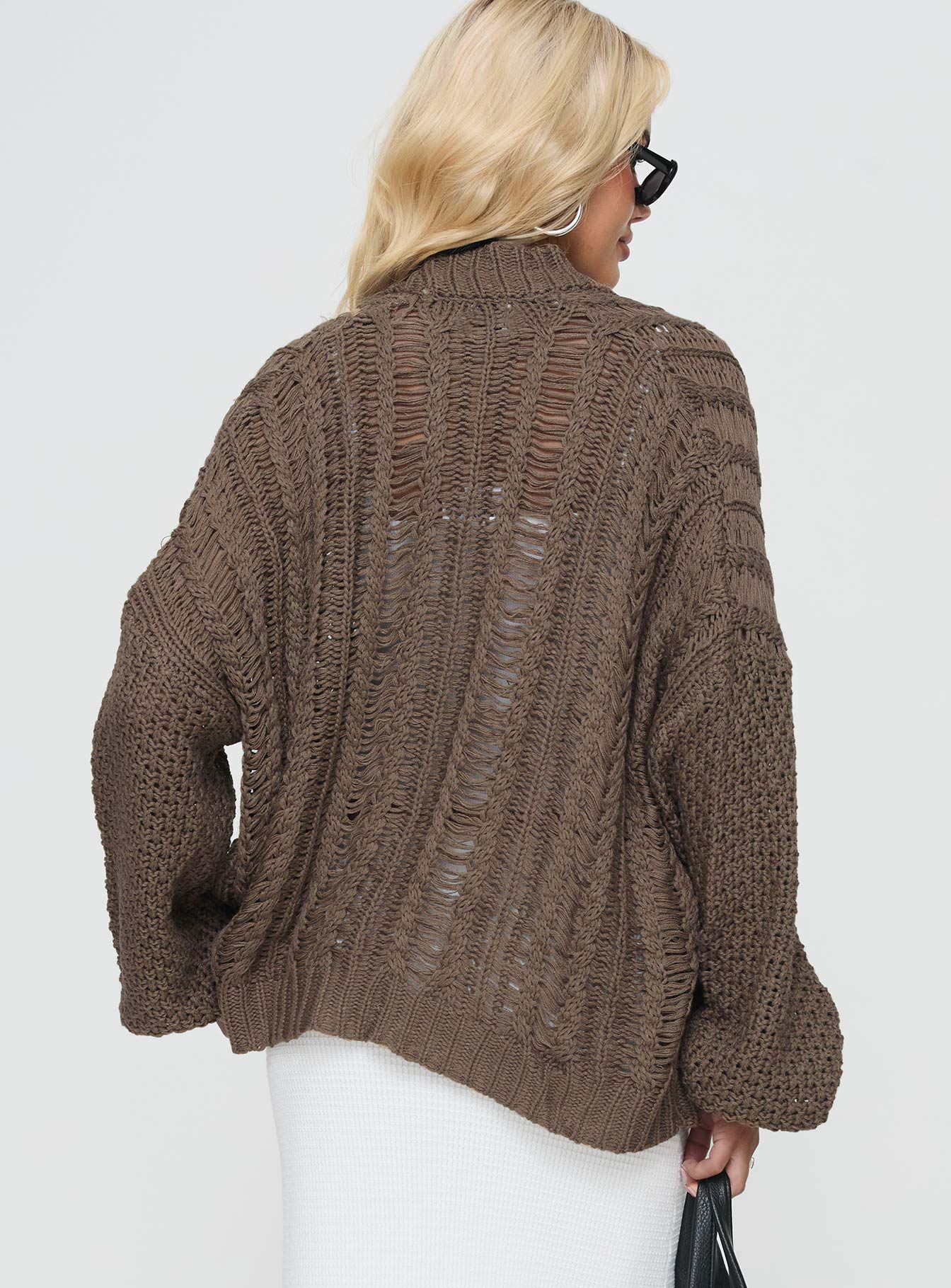 Abner Cable Cardigan Brown - Image 5