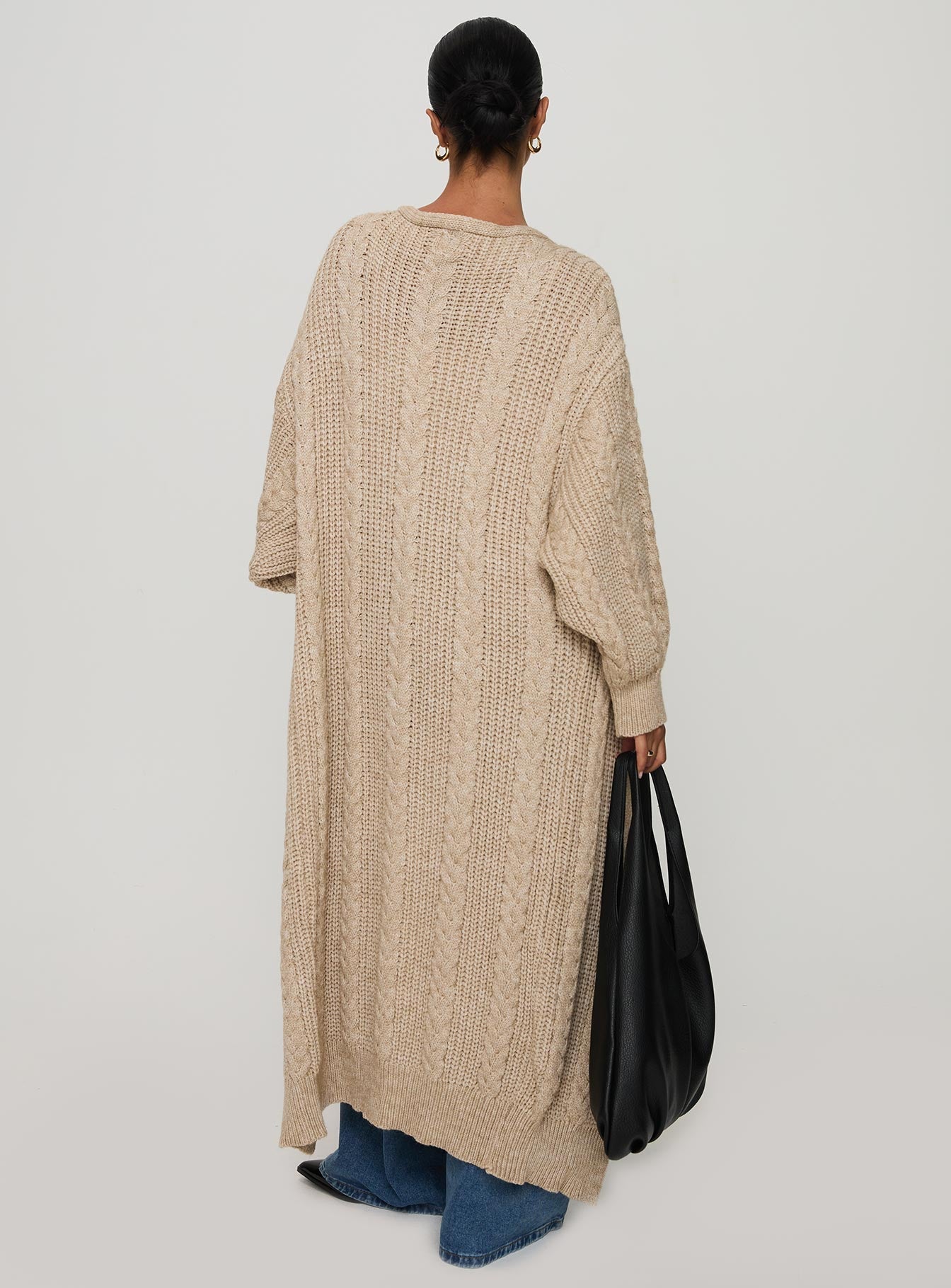 Orkid Cable Knit Cardigan Beige - Image 4