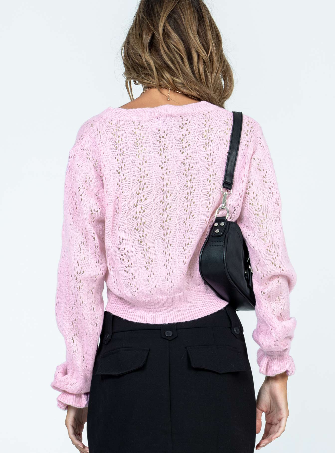 Lyric Cropped Cardigan Pink - Image 5