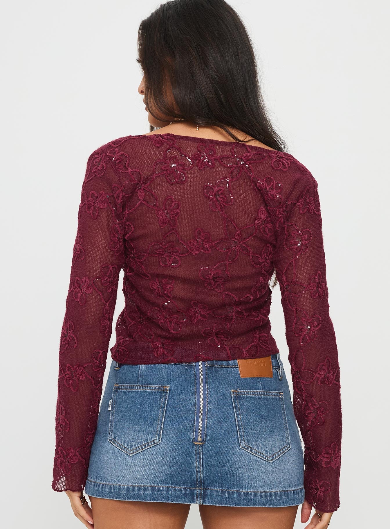 Sukita Long Sleeve Top Burgundy - Image 5