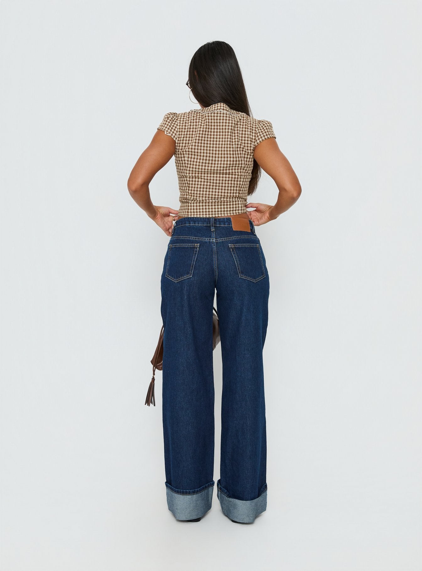 Darla Low Rise Straight Leg Cuff Jean Dark Blue Wash - Image 5