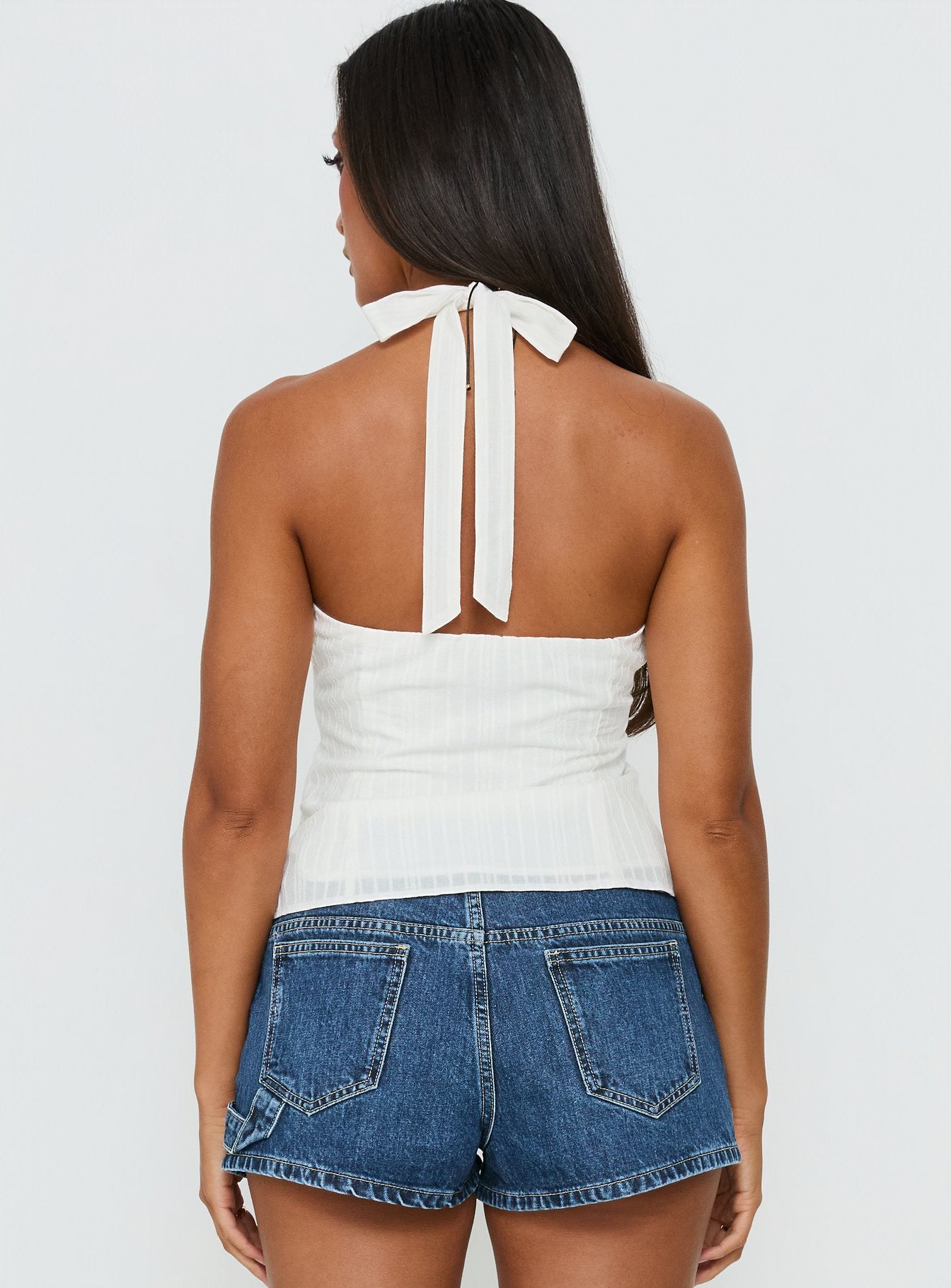 Alaskah Textured Halter Top White - Image 5