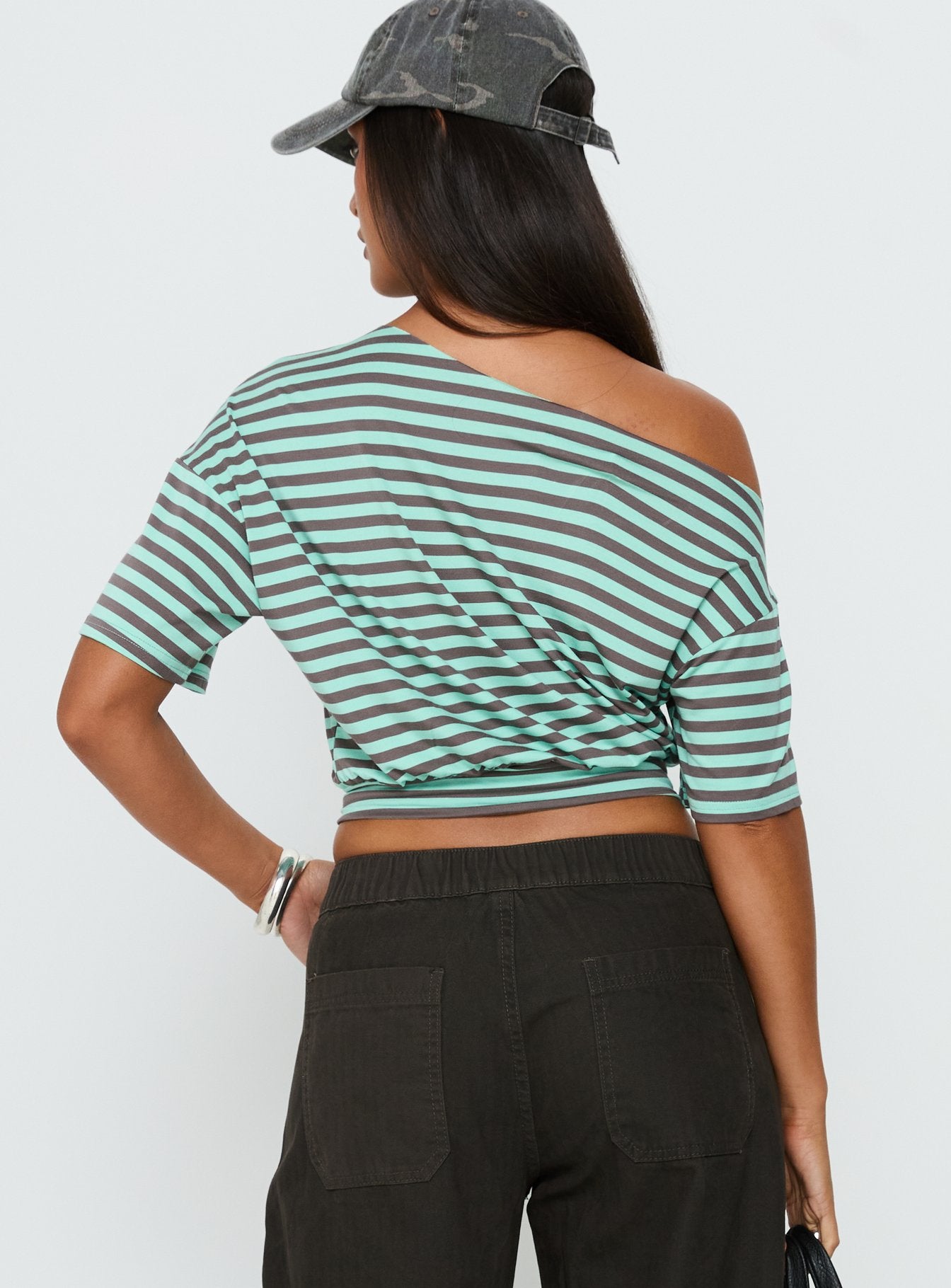 Ashlinn Off Shoulder Drapey Top Stripe - Image 5
