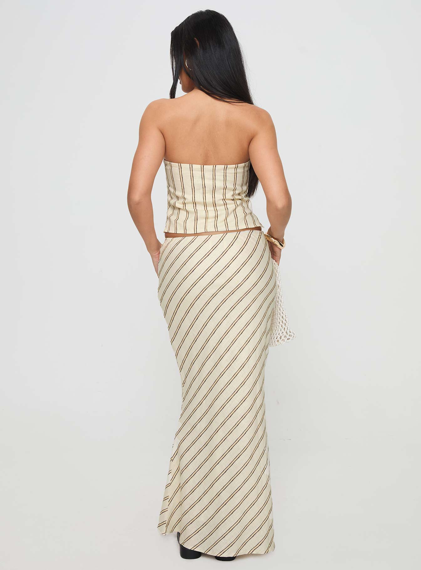 Mercer Linen Blend Maxi Skirt Cream - Image 5