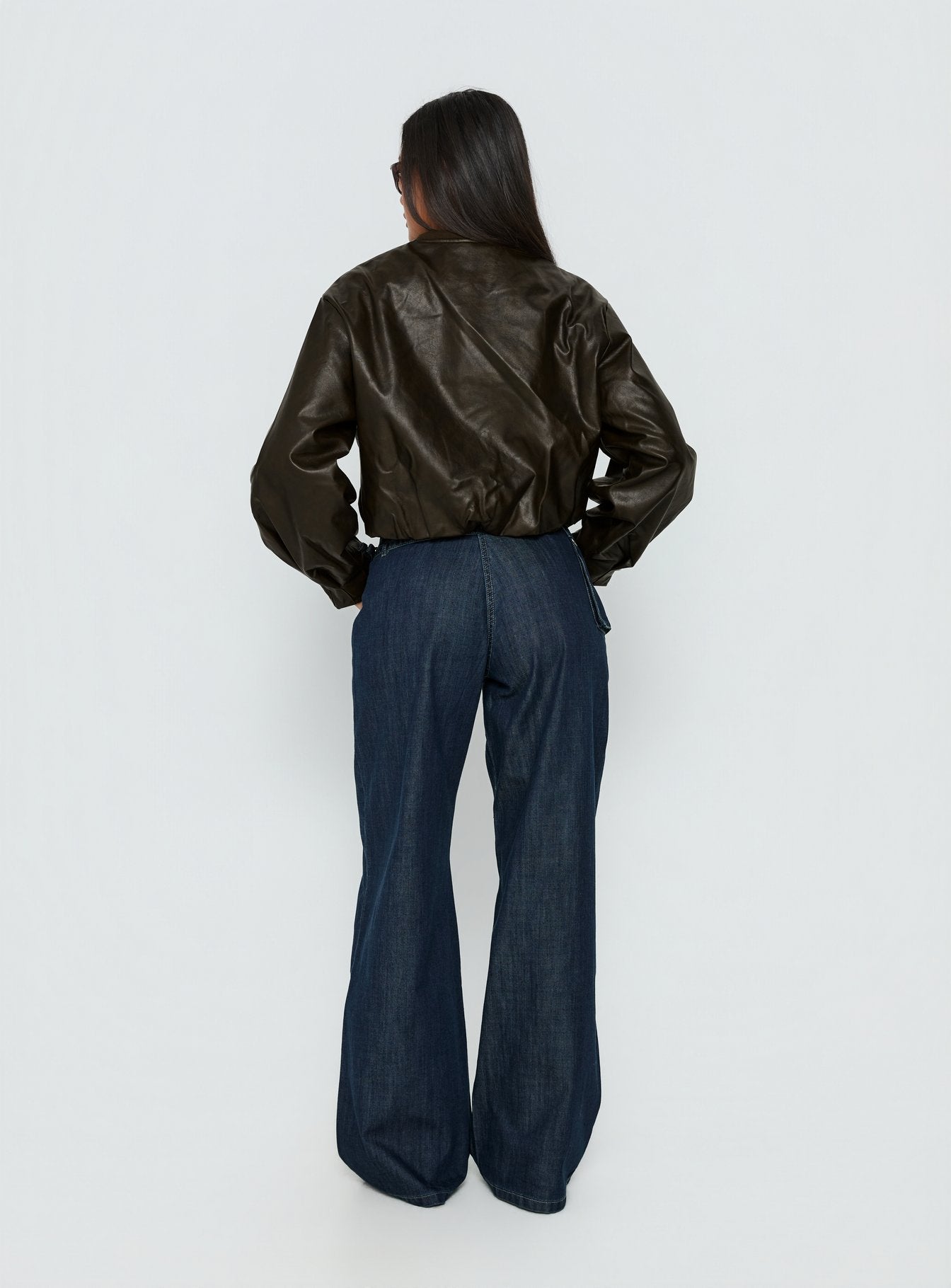 Paltrow Mid Rise Wide Leg Cargo Jeans Dark Blue Wash - Image 5