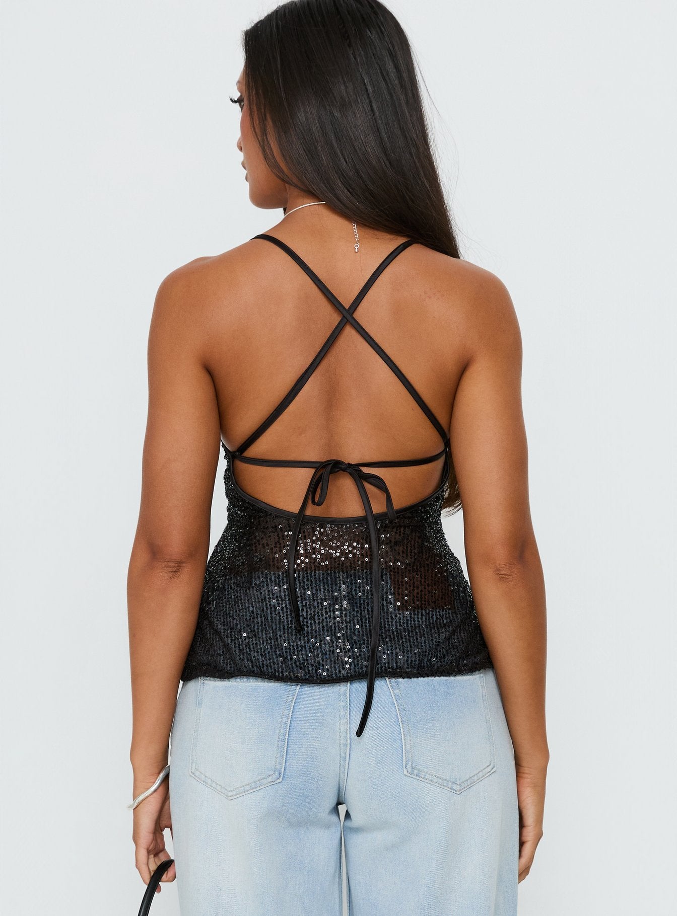 Opaline Sequin Cami Top Black - Image 5