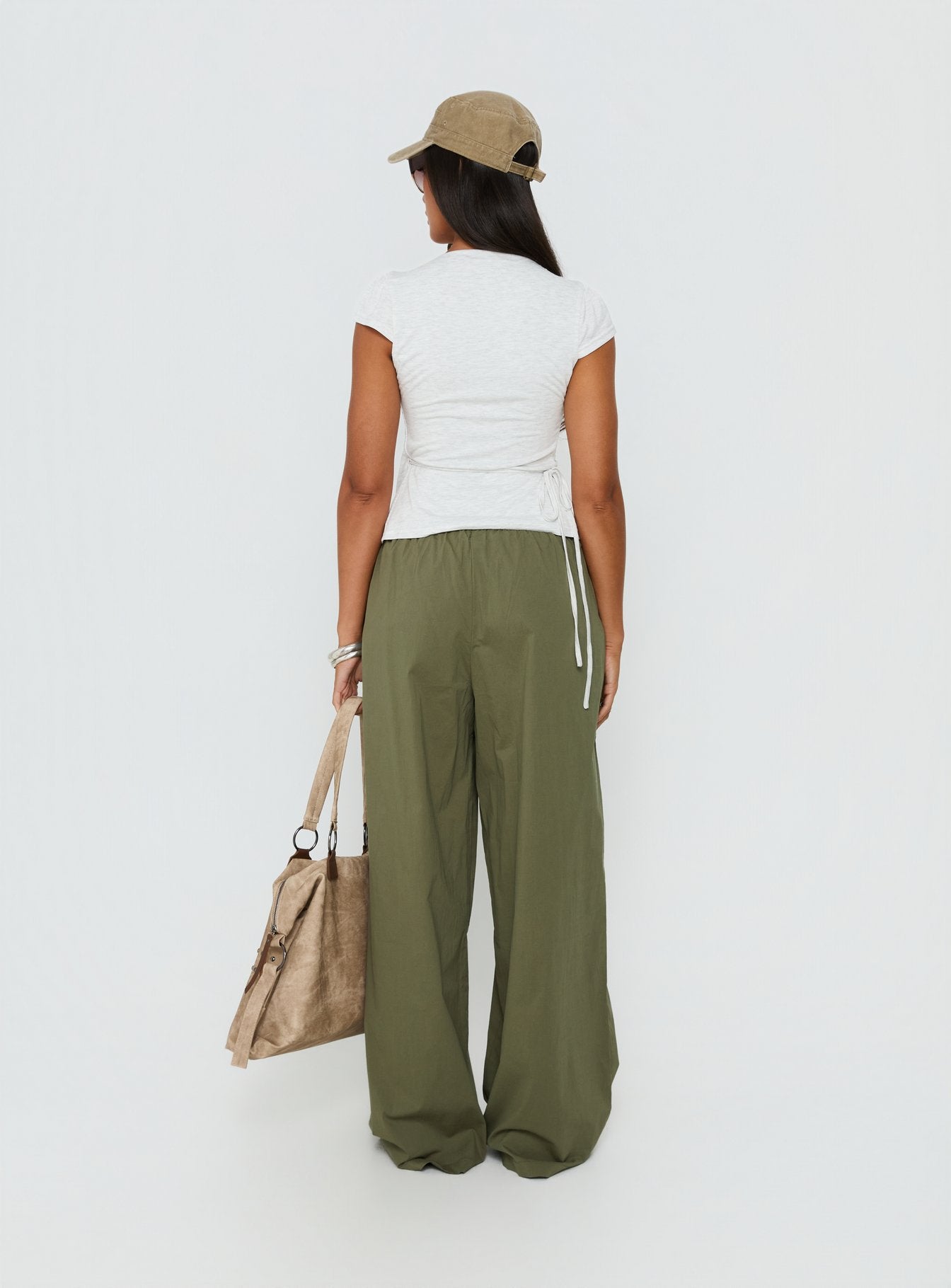 Stefanee Short Sleeve Wrap Top Light Grey Marle - Image 5