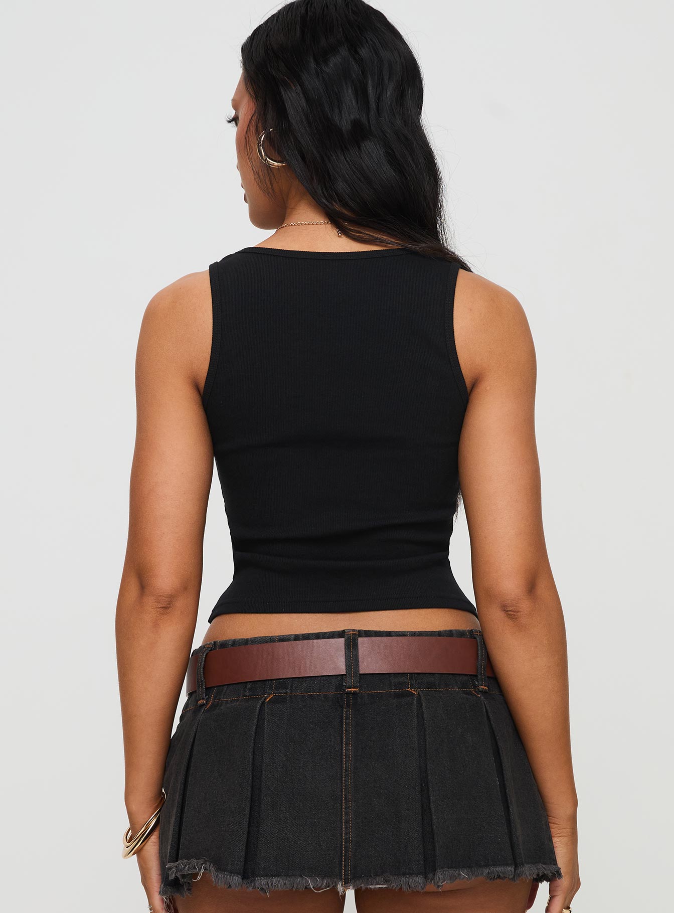 Baseline Square Neck Rib Tank Top Black - Image 5