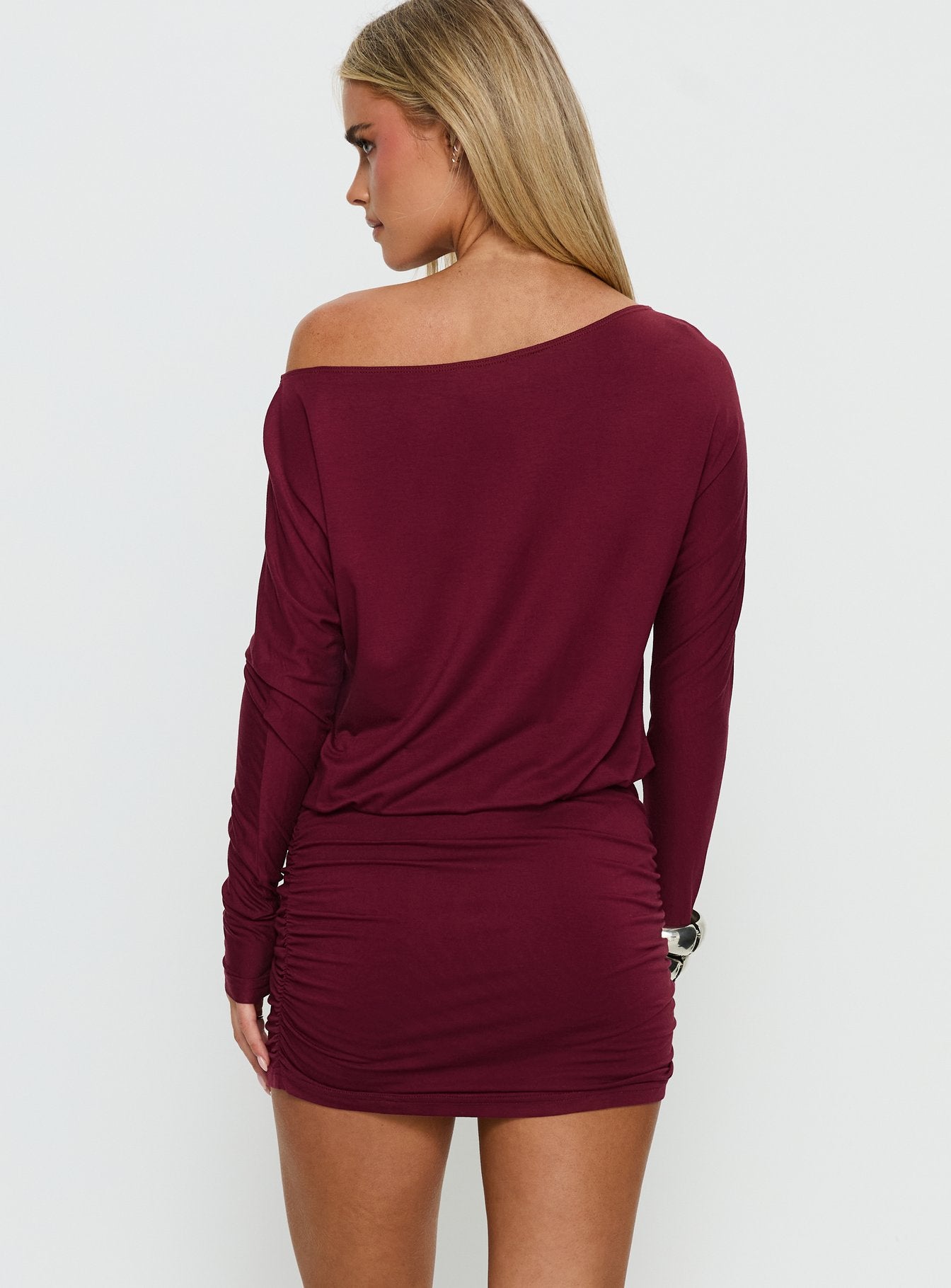 Kaitlinn Ruched Long Sleeve Playsuit Red - Image 5