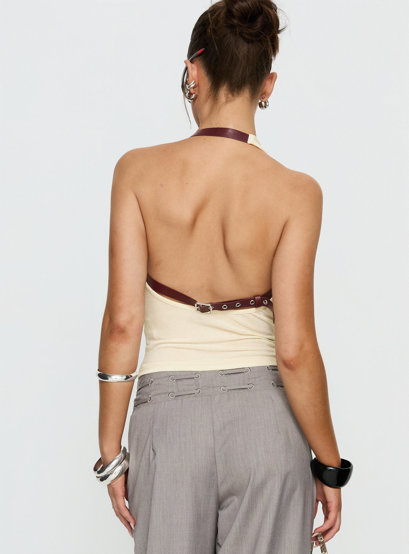 Syrenah Halter Cowl Neck Top Cream - Image 5