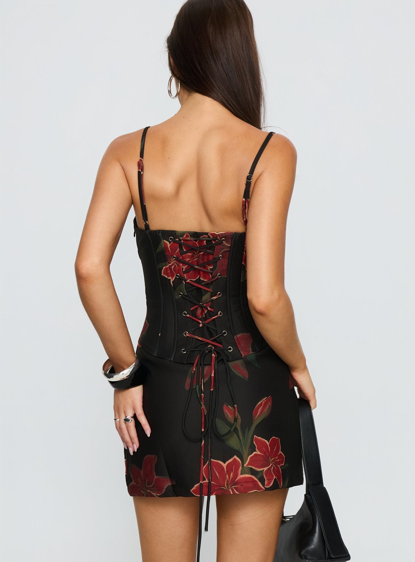 Julisa Corset Mini Dress Red / Black Floral - Image 5