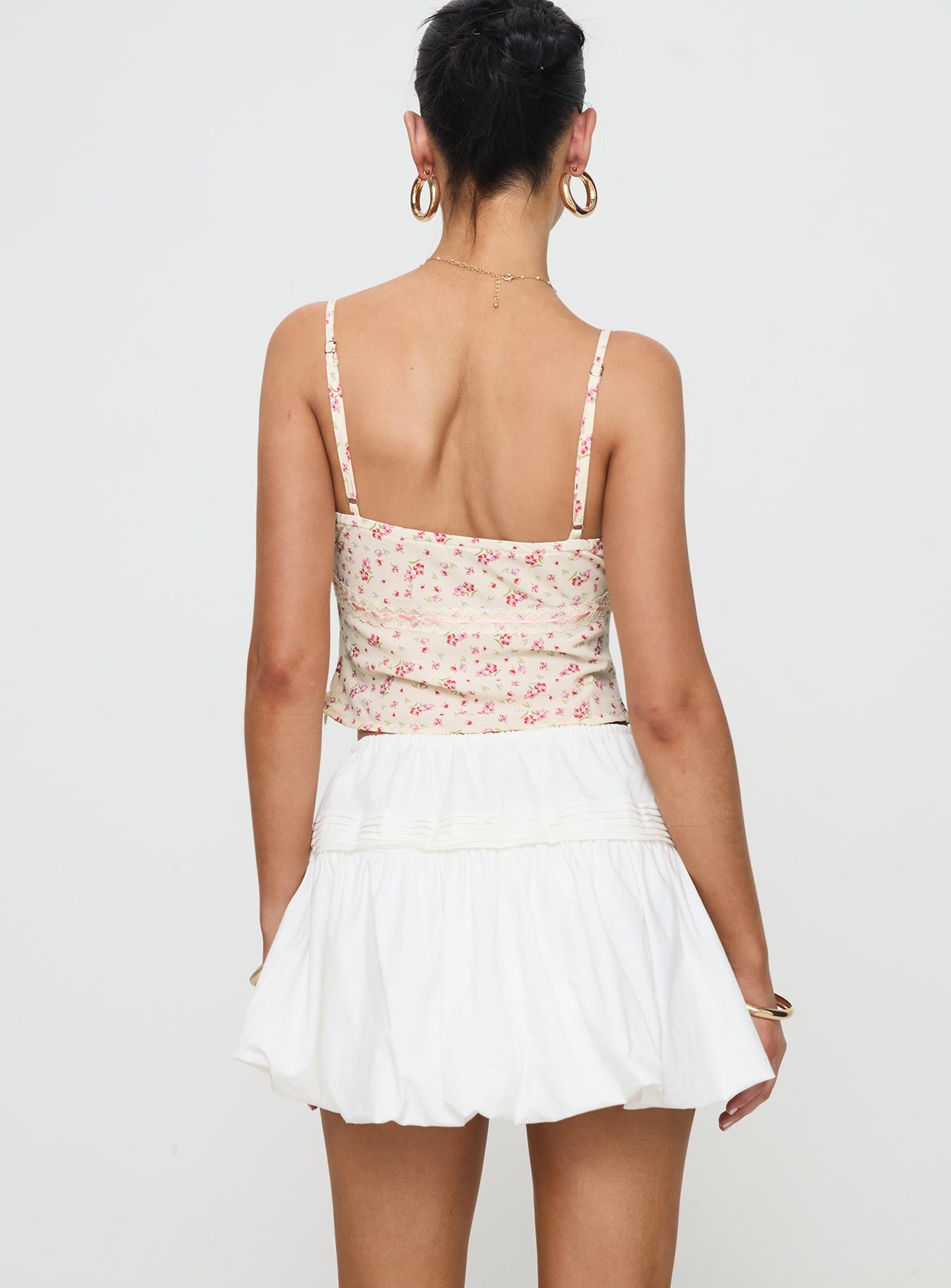 Dear London Bubble Hem Mini Skirt White - Image 5