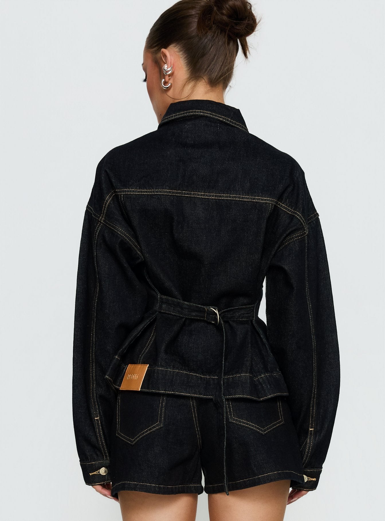 Caresse Cinched Denim Jacket Raw Denim - Image 5