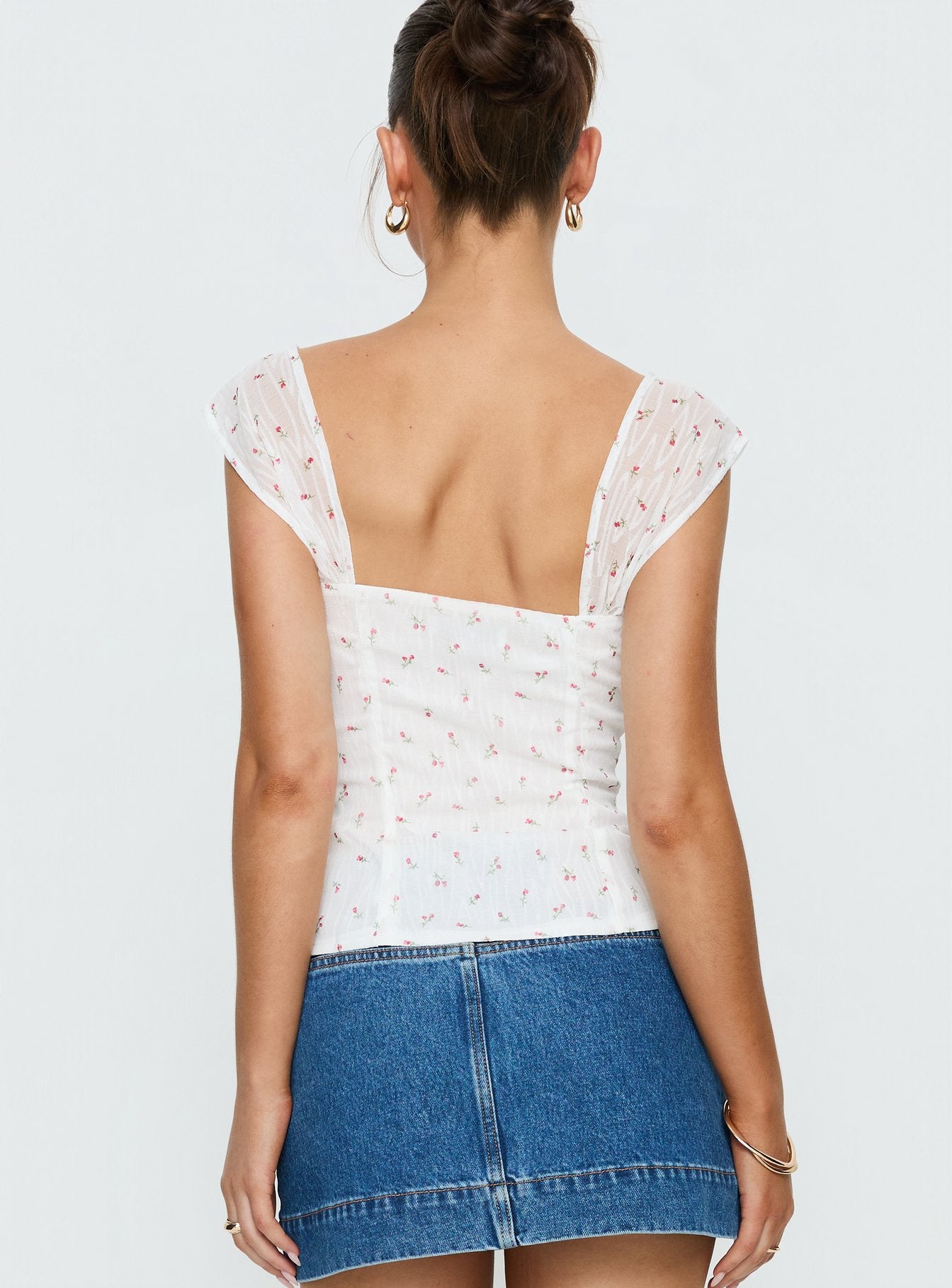 Orvena Square Neck Top White Floral - Image 5