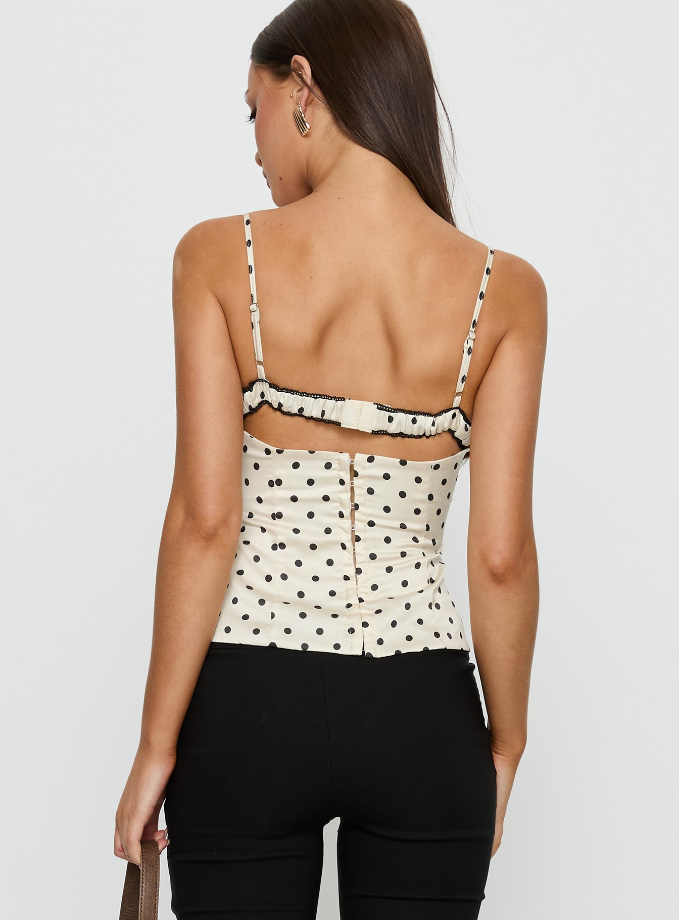 Renaissance Corset Lace Top White Polka Dot - Image 5