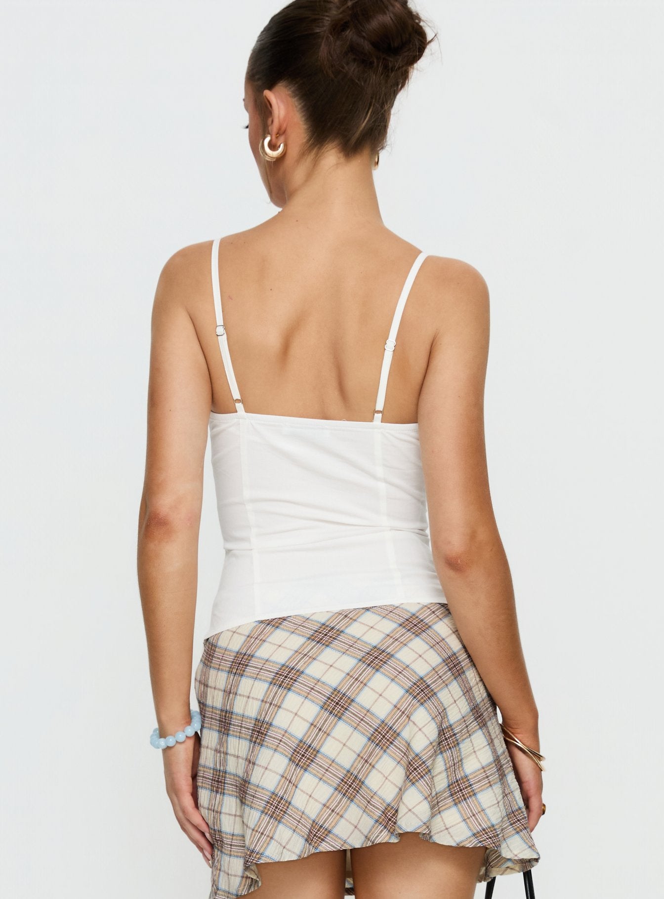 Myrella Button Up Cami Top White - Image 4