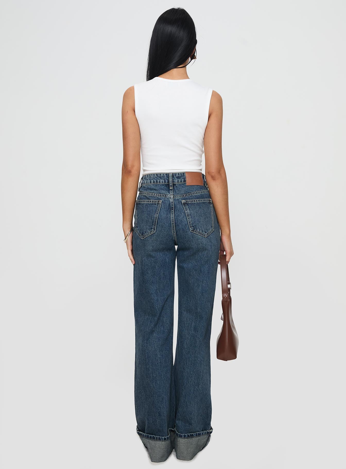 Florida Keys Mid Rise Straight Leg Cuffed Jeans Mid Blue - Image 5