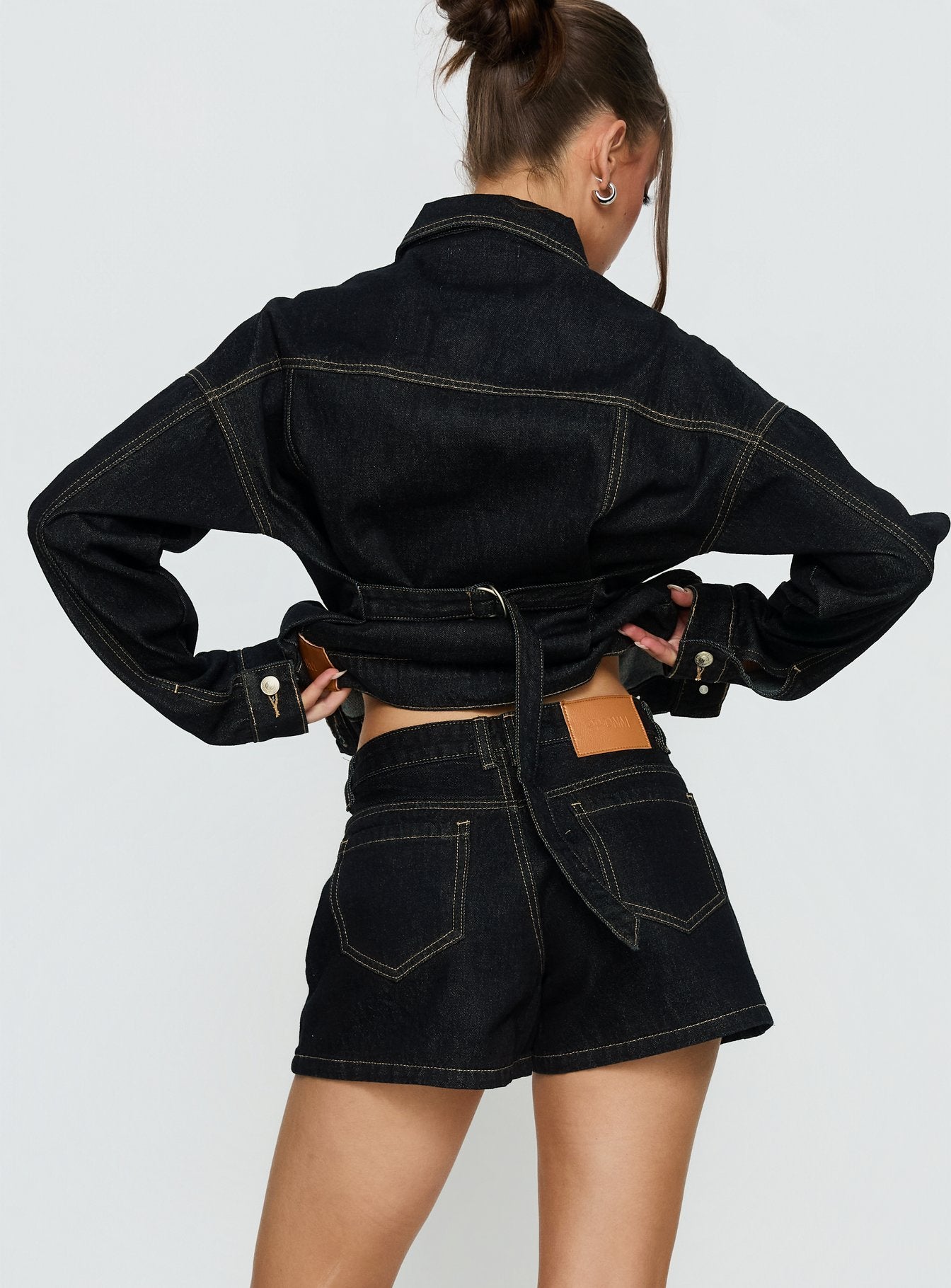 Mackenza Mid Rise Denim Shorts Raw Denim - Image 5