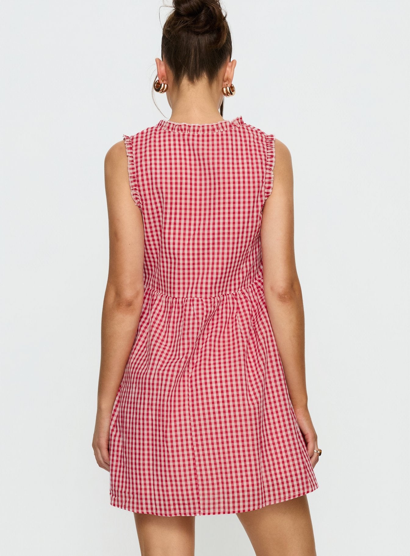 Akacia Babydoll Mini Dress Red Gingham - Image 4