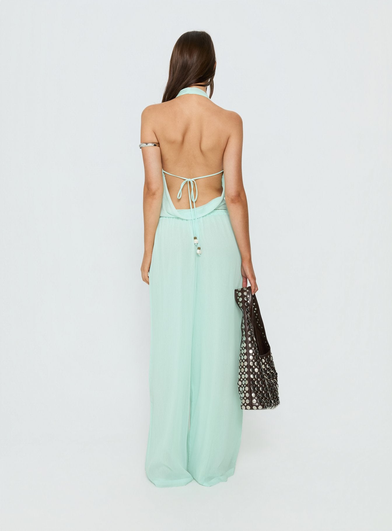 Distinction Chiffon Pants Aqua - Image 5