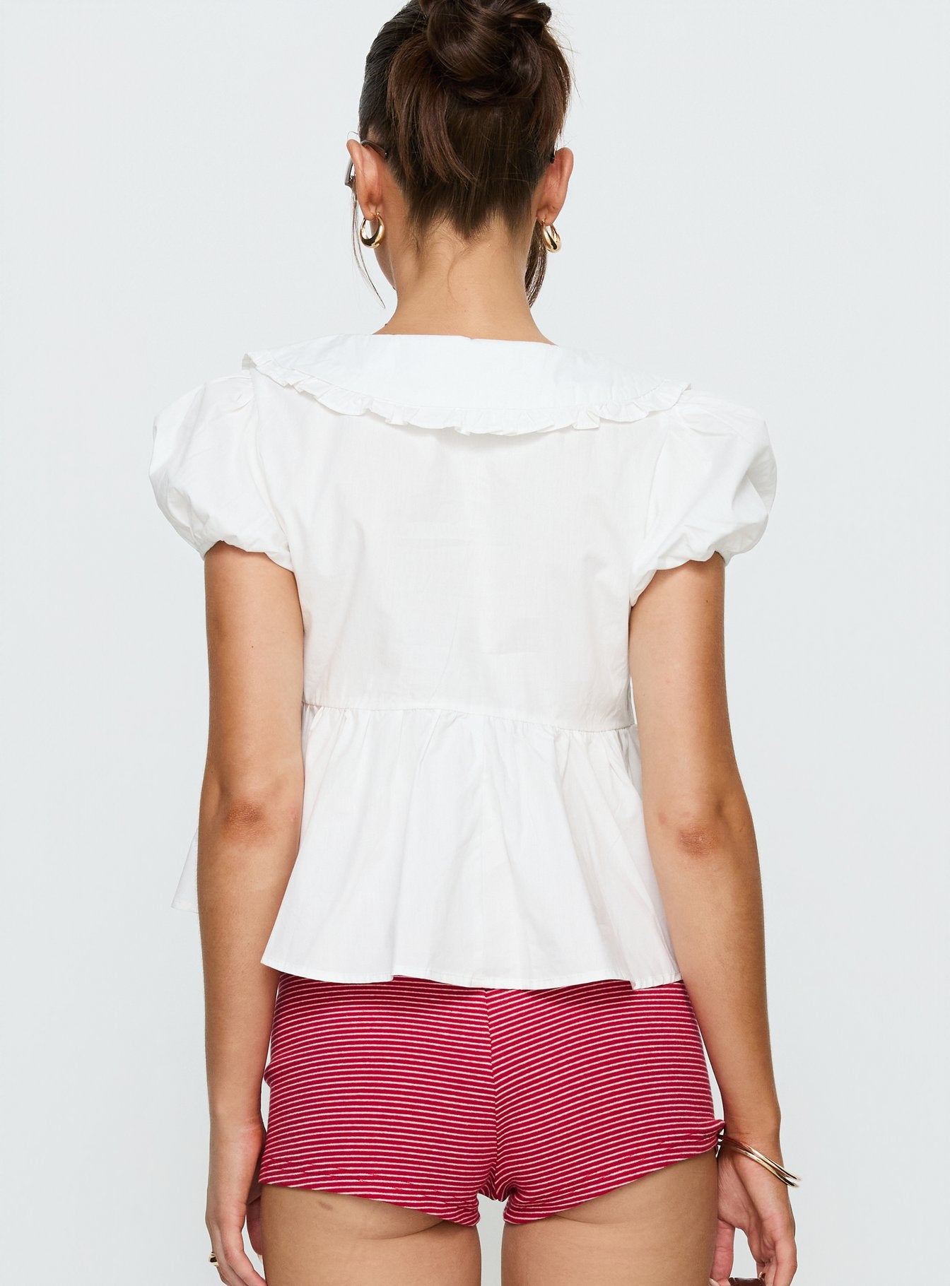Dawes Oversized Collar Blouse Top White - Image 5