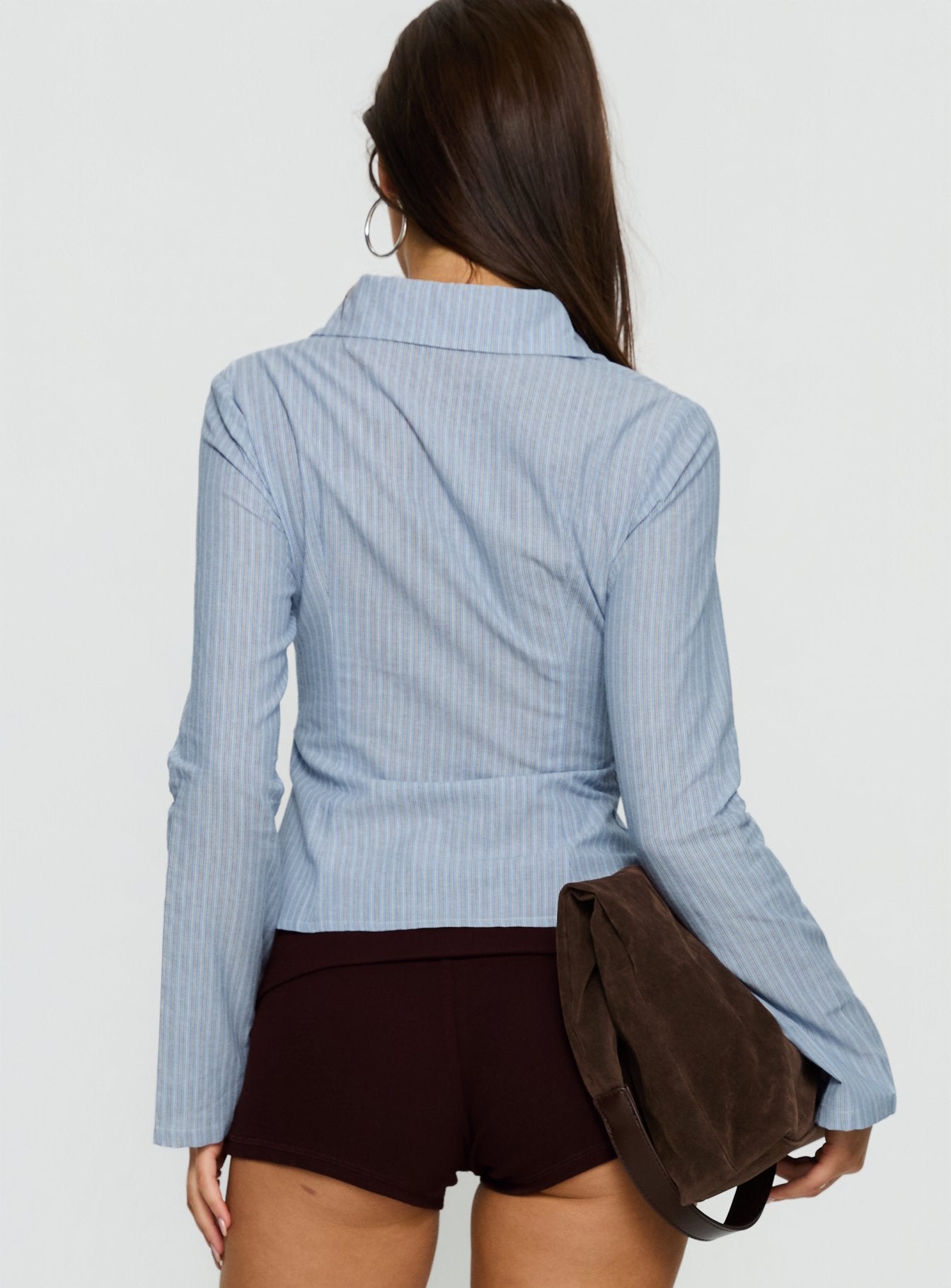 Cottesloe Long Sleeve Blouse Top Blue Stripe - Image 4