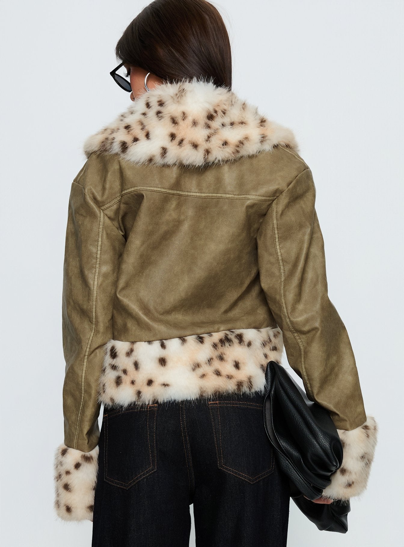 Hiraya Faux Fur Trim Jacket Vintage Green - Image 6