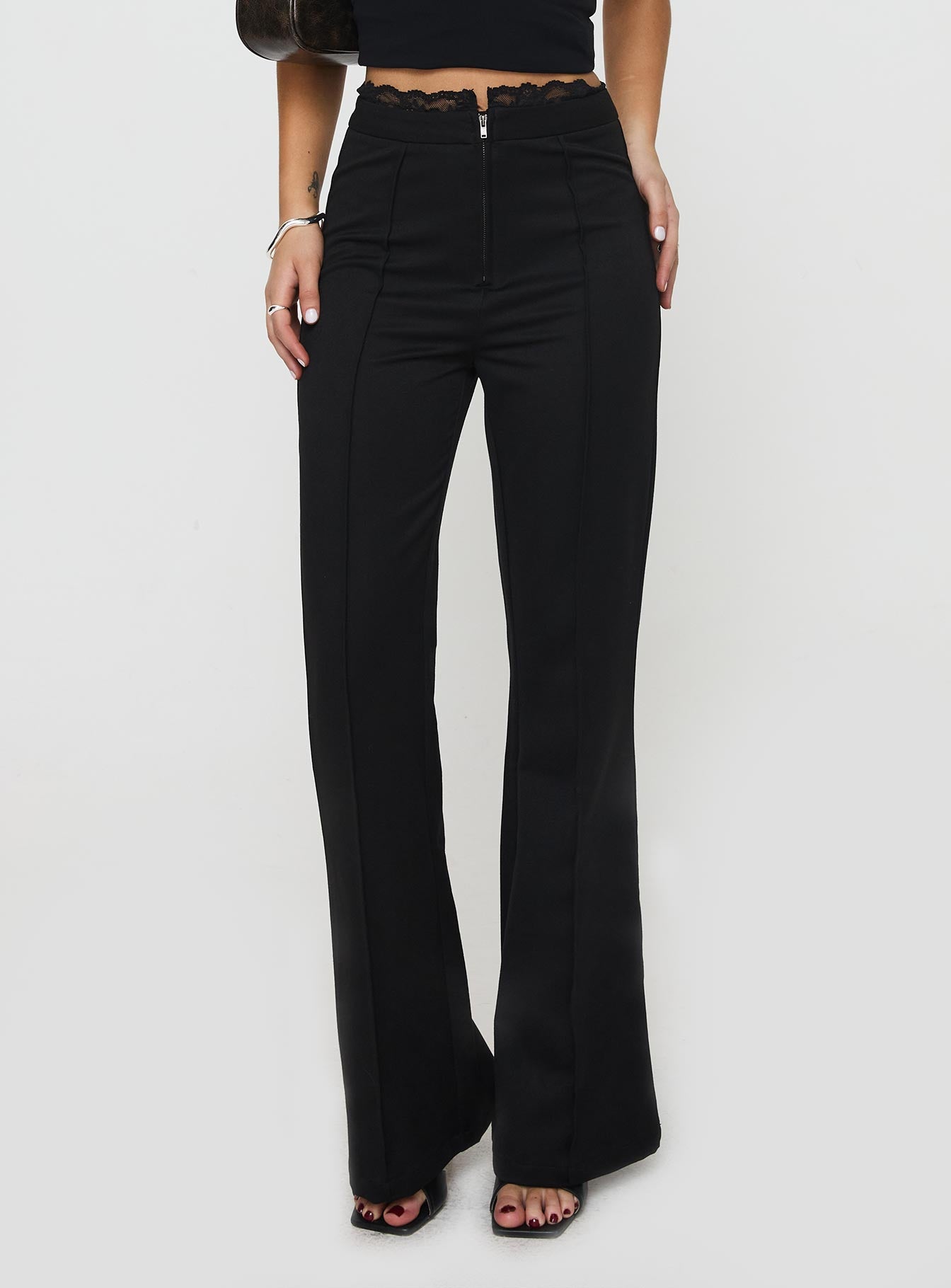 Stellina Slim Fit Flared Pants Black - Image 5