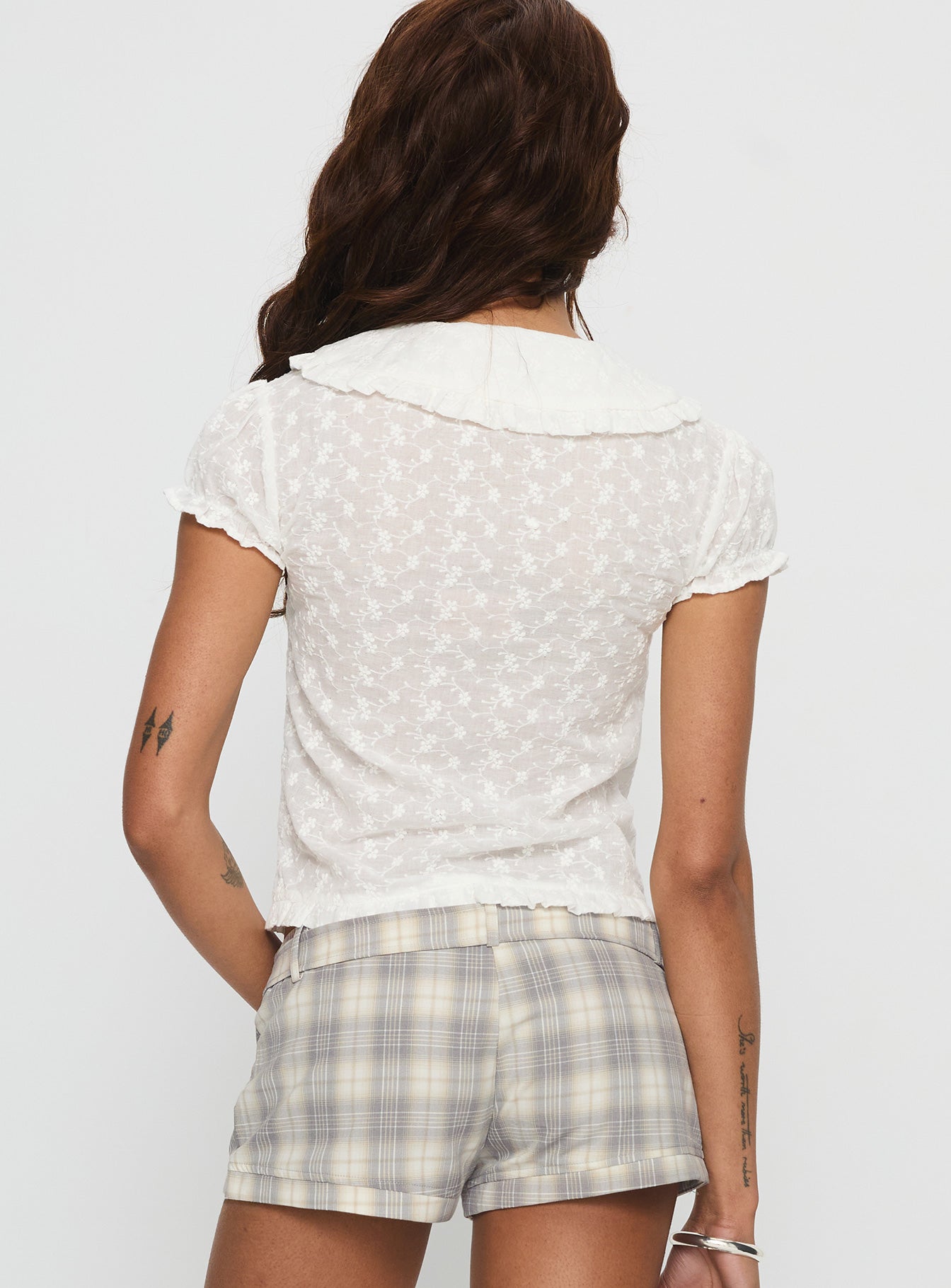 Angellika Oversized Collar Button Up Top White - Image 5