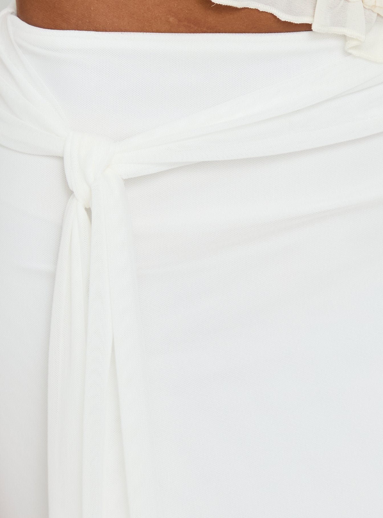 Caviar Tie Maxi Skirt White - Image 5