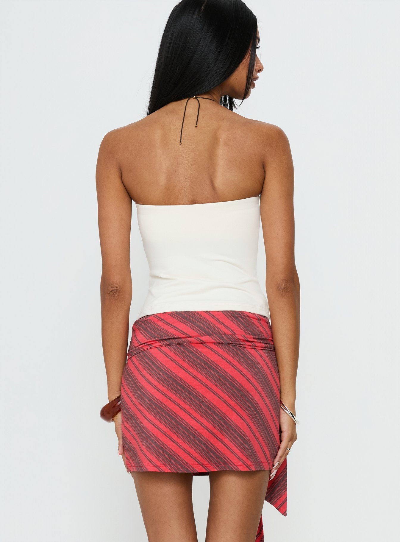 Lindsy Tie Side Mini Skirt Red Multi - Image 5