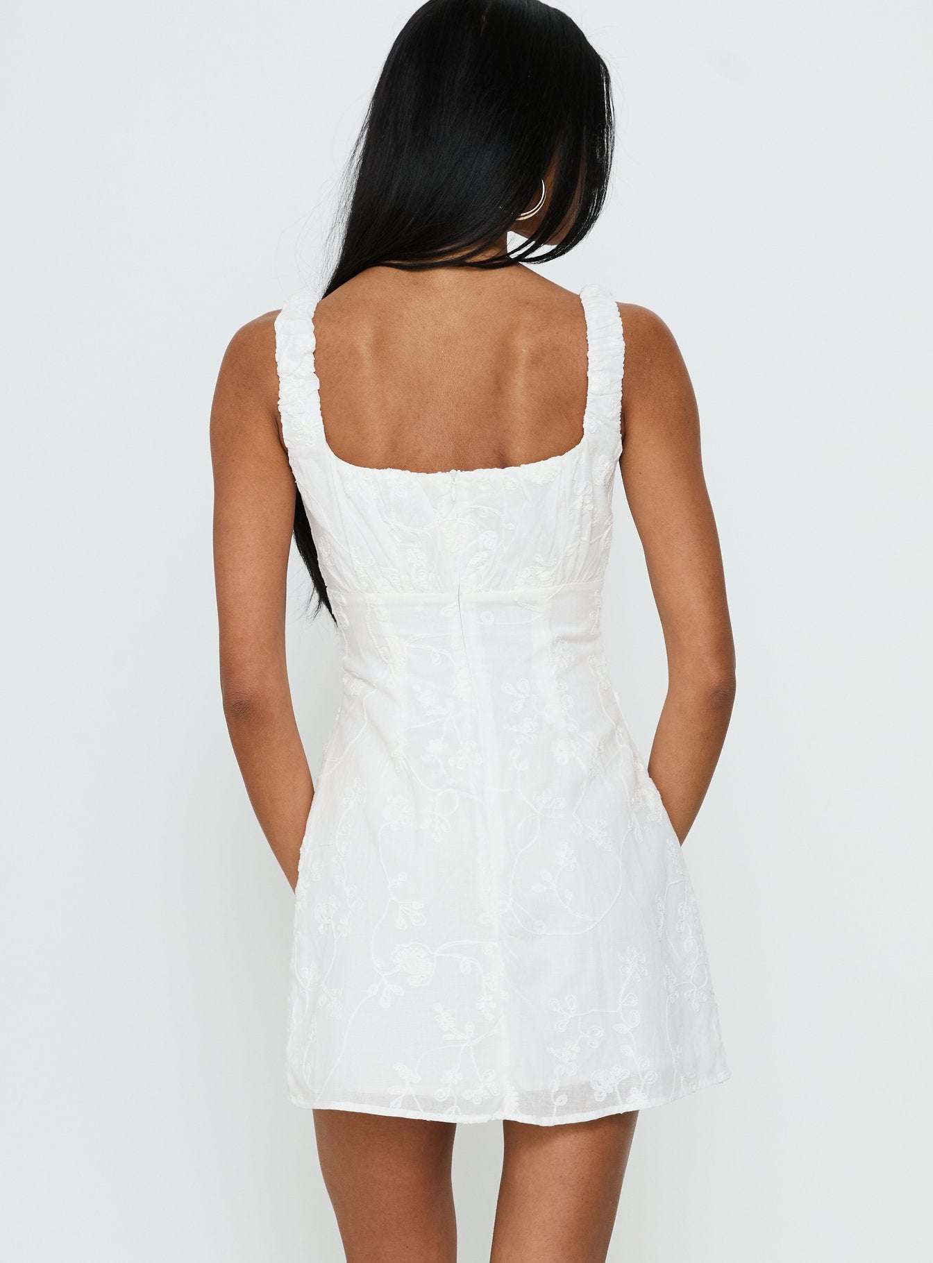 Donnamarie Embroidered Mini Dress White - Image 5