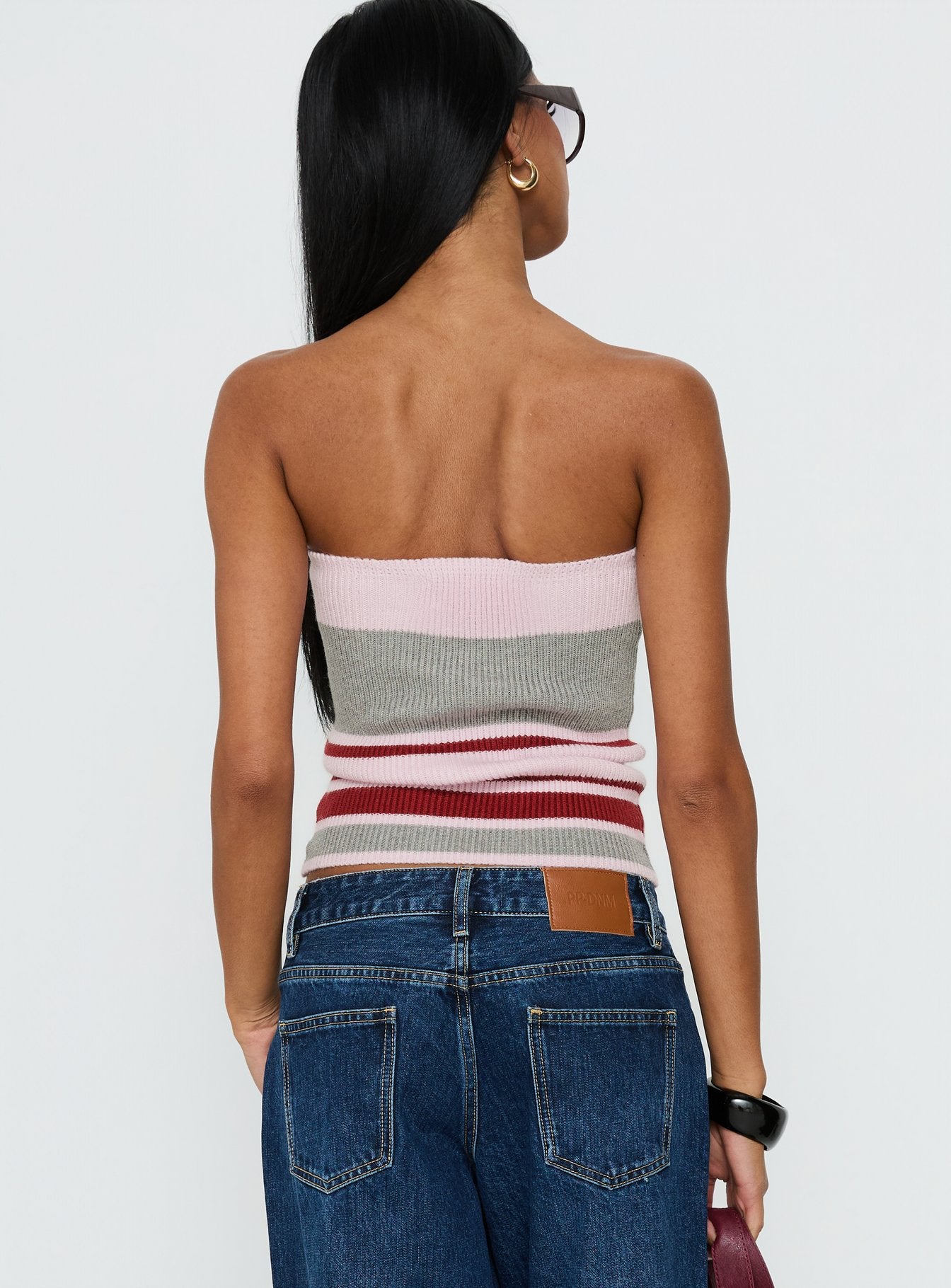 In The Mirror Strapless Top Pink Stripe - Image 5