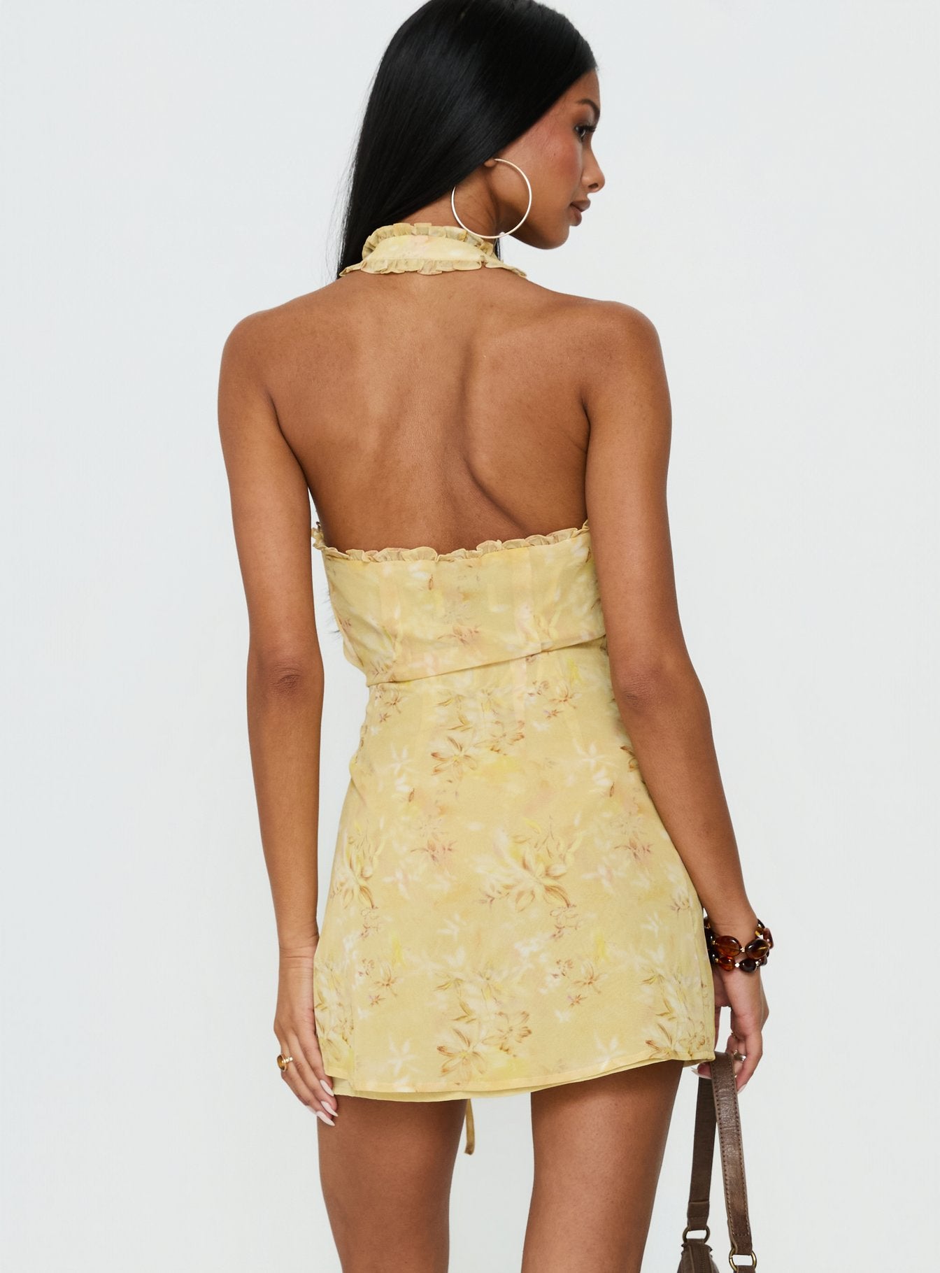 Taija Wrap Mini Dress Yellow Floral - Image 5