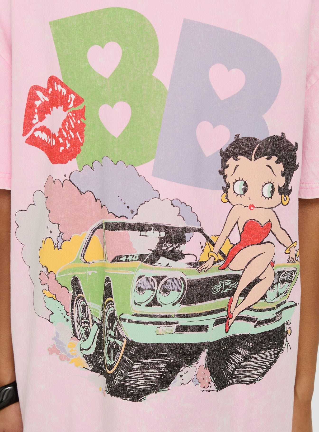 Betty Boop Speedracer Oversized Graphic Tee Washed Pink - Image 5