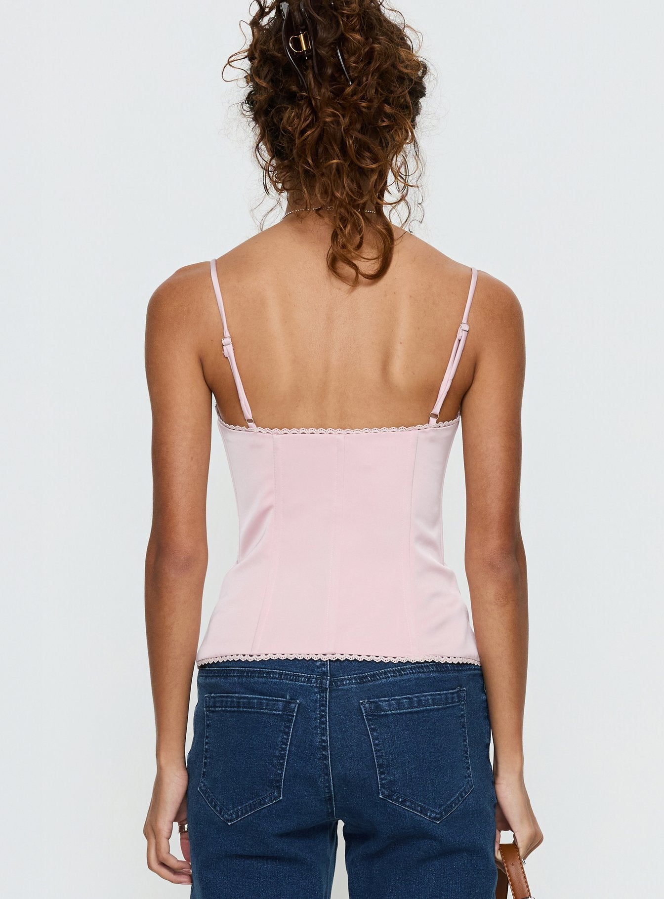 Maralyne Satin Corset Top Soft Pink - Image 5