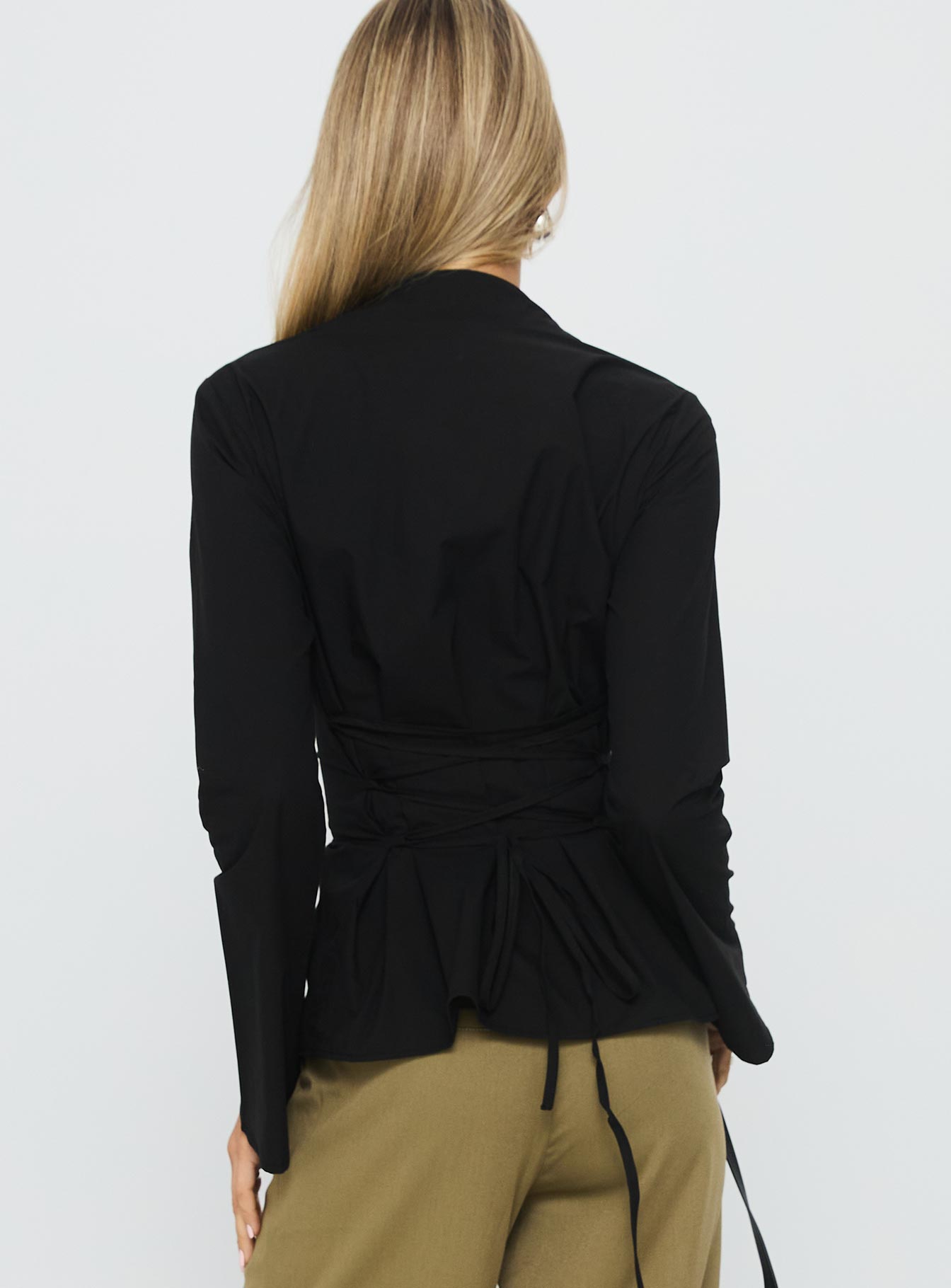 Eryx Tie Back Button Up Top Black - Image 4