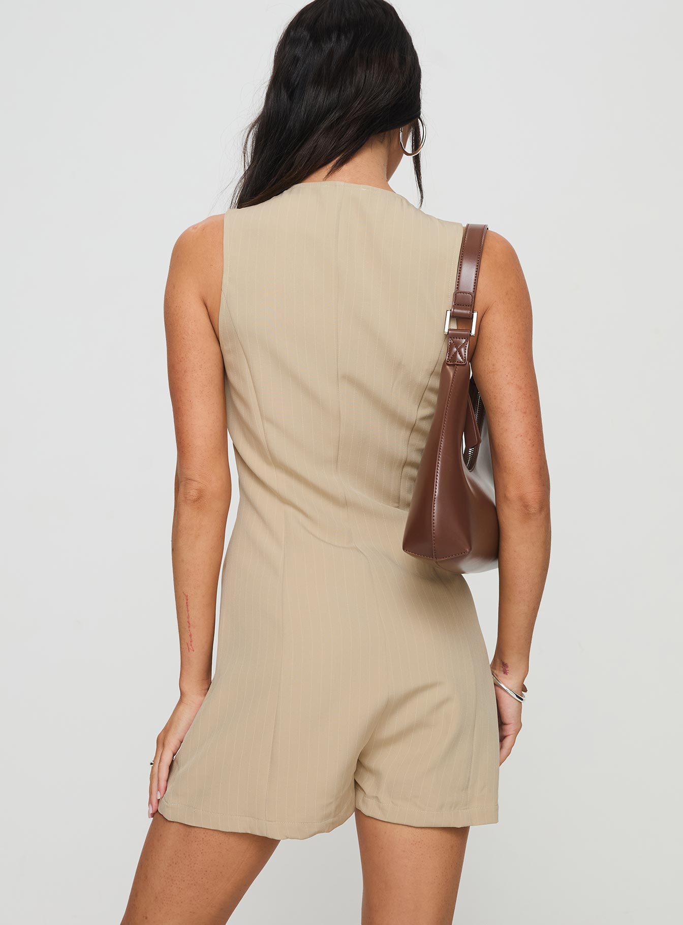 Damico Romper Beige Pinstripe - Image 5