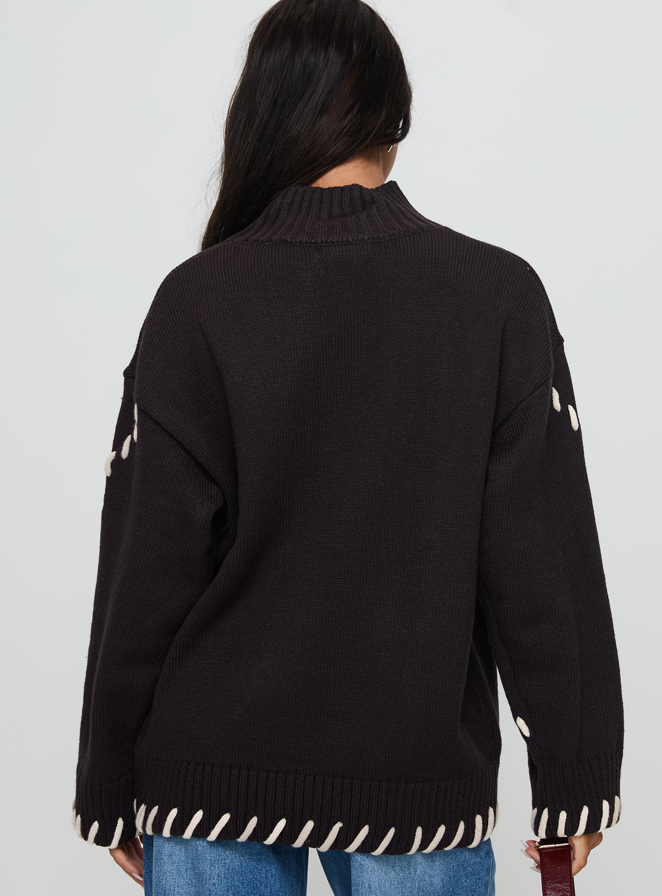 Leizure Turtleneck Knit Sweater Brown - Image 5